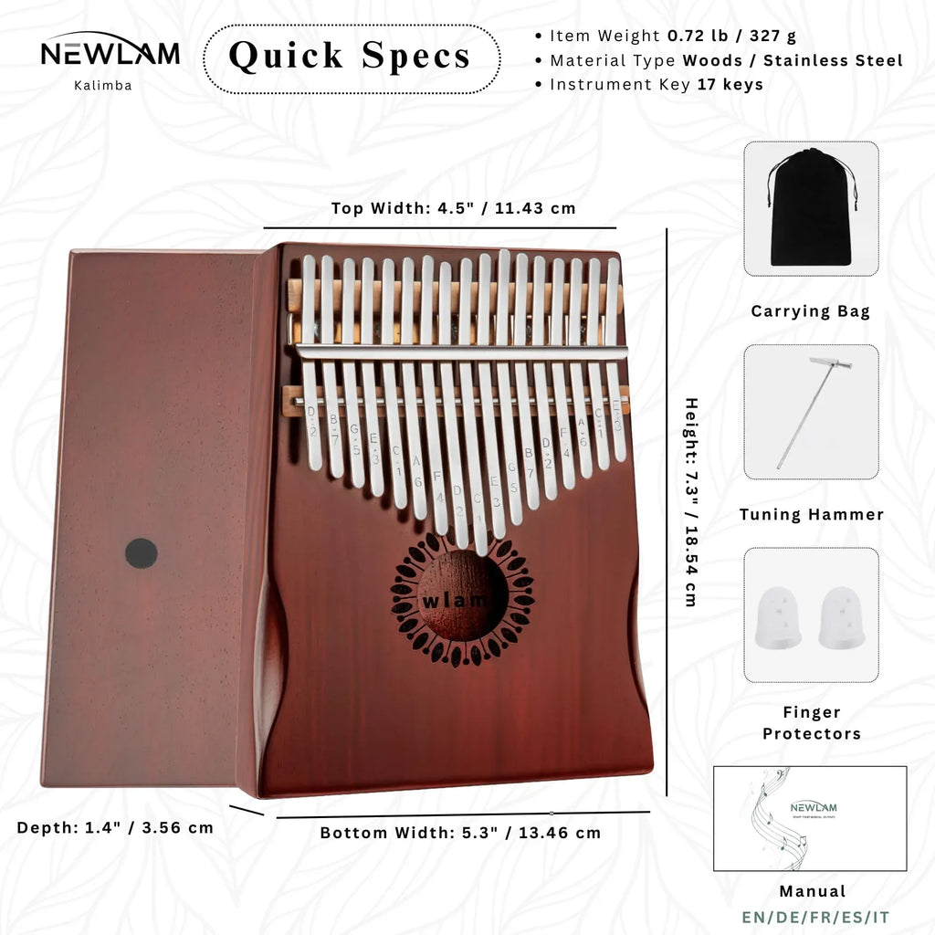 Kalimba Thumb Piano 17 Keys, Portable Mbira Finger Piano Gifts for Kids and Adults Beginners - Unique Gift Market