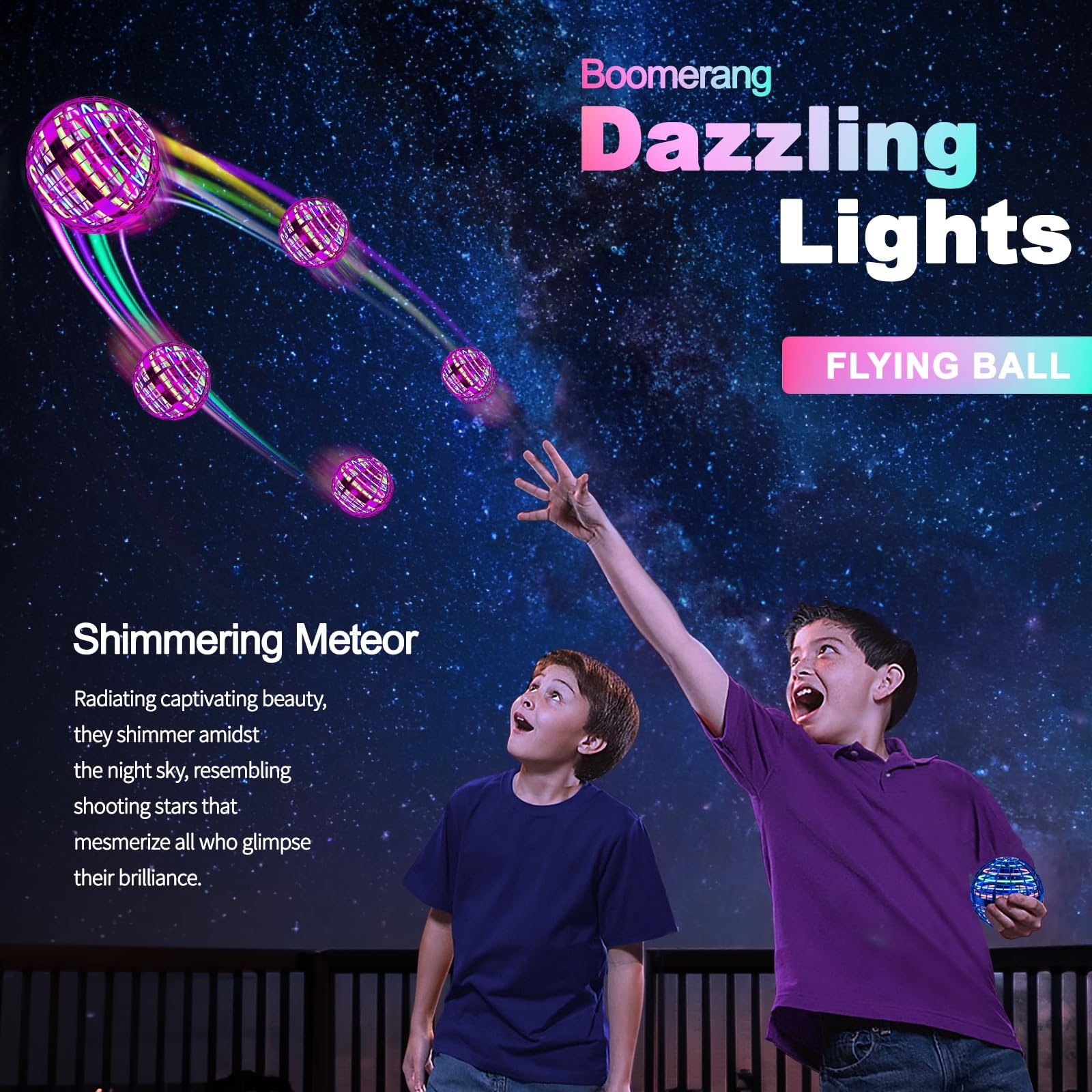 Flying Orb Ball (Blue, 2025 Upgraded) with Dazzling Lights, Magic Hover Spinner, Cool Boomerang Drone, Floating Cosmic Globe, Kids Toys Gifts for 6 7 8 9 10 Year Old Boys Girls