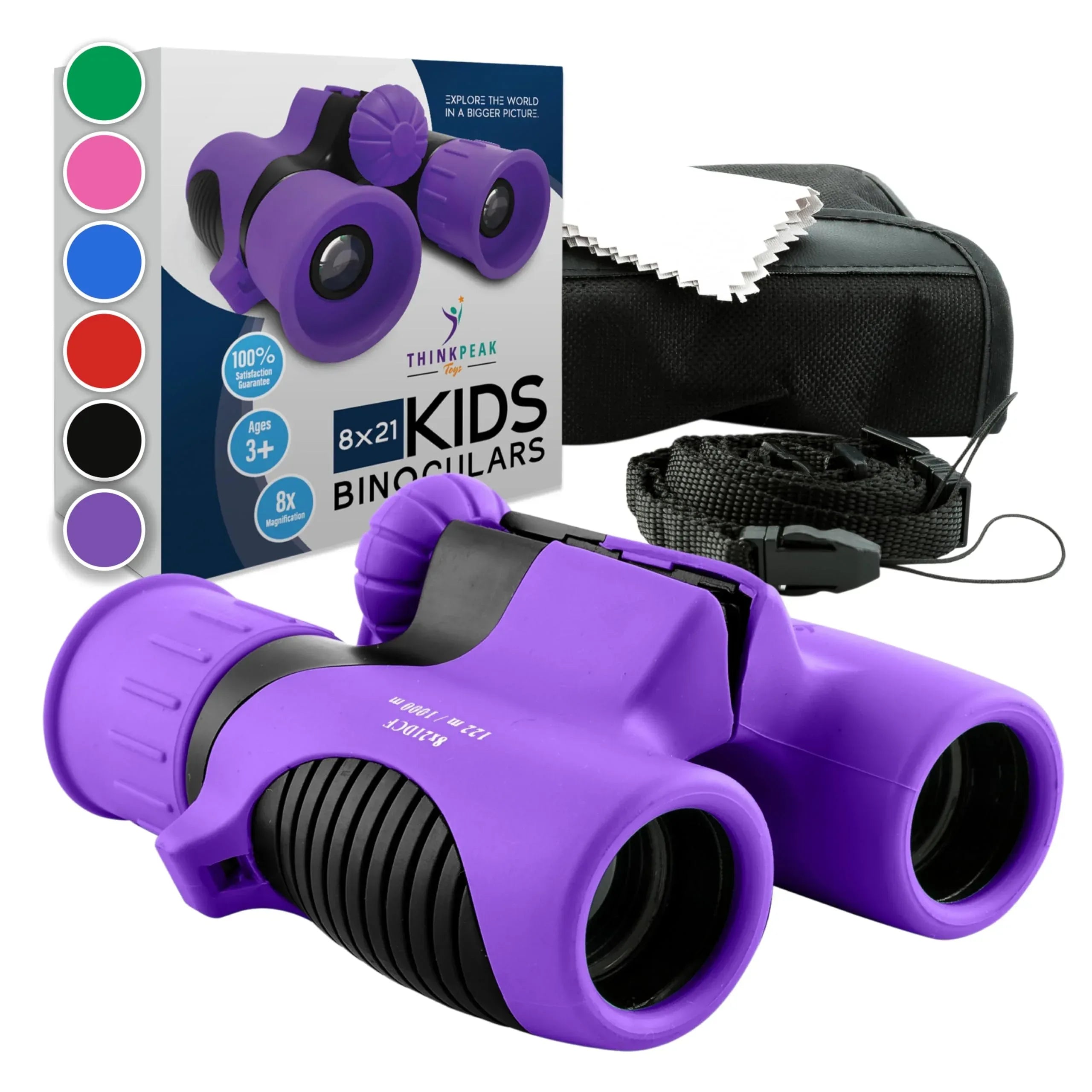 Think Peak Blue Binoculars Science Toy for Kids Ages 3-12 Years - Real Compact Outdoor Adventure & STEM Educational Nature Hiking Explorer for Bird Watching, Camping Children’s Birthday Gift - Unique Gift Market
