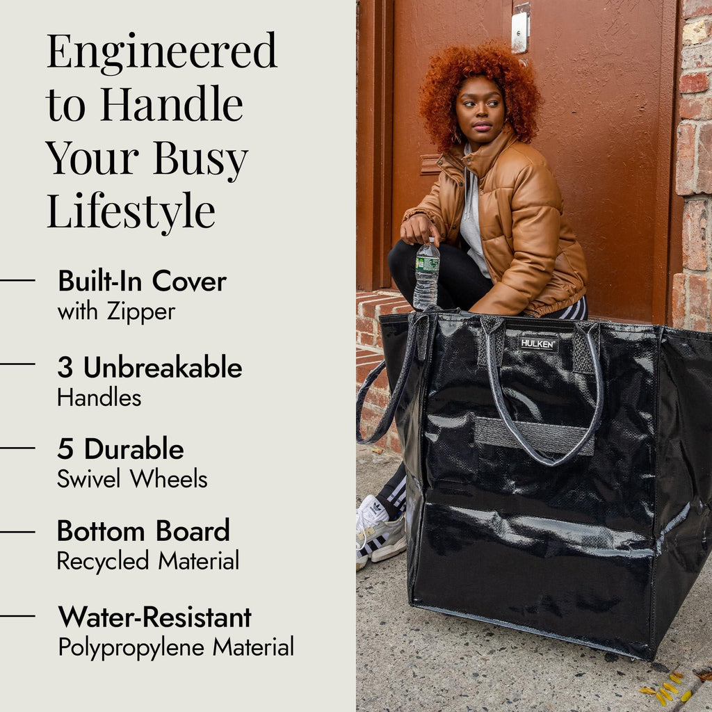 (Medium, Rose Gold) Reusable Grocery Bag On Wheels, Shopping Trolley, Rolling Tote, Zipper Closure, Lightweight, Carries Up to 66 lb, Folds Flat, Unbreakable Handles - Unique Gift Market