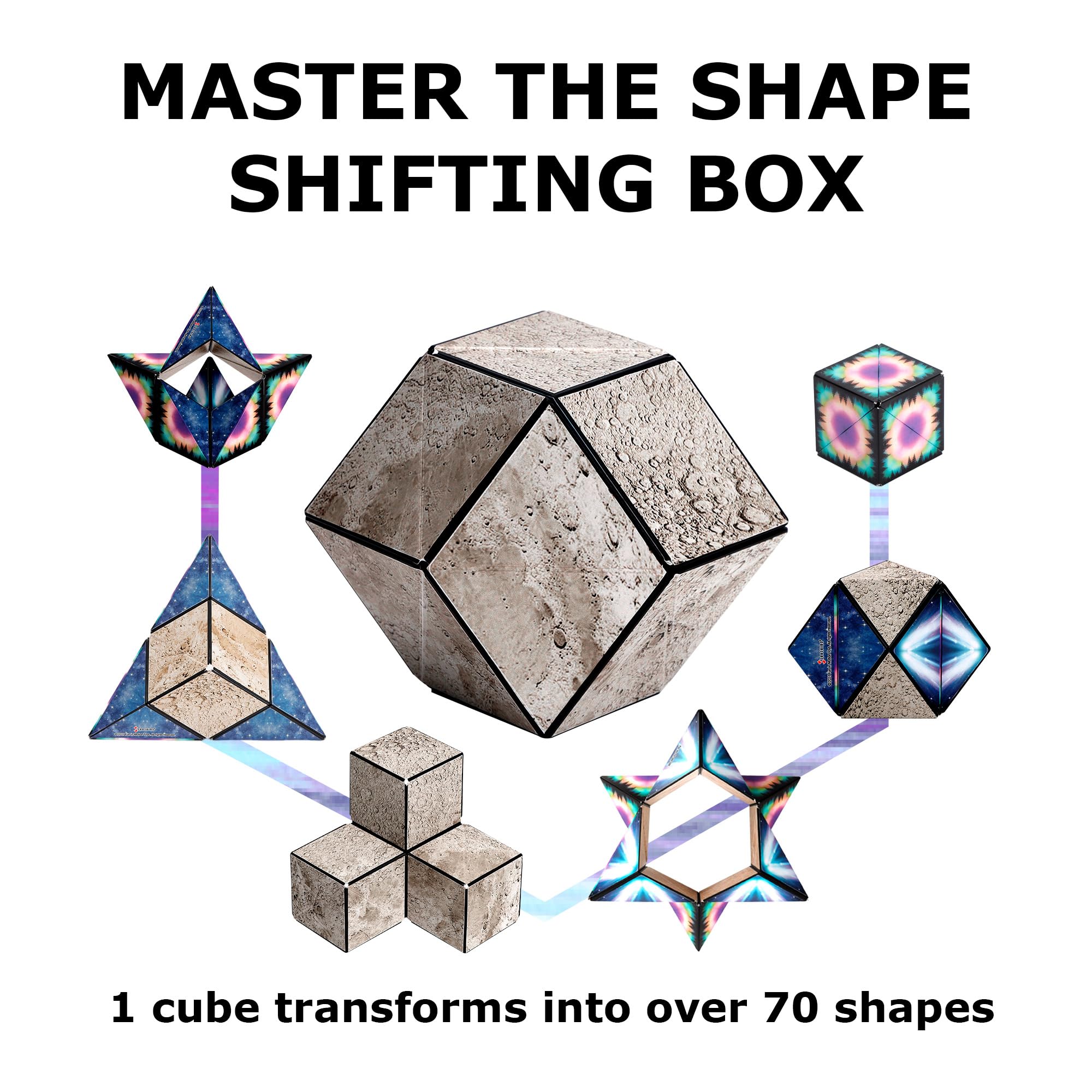 Shashibo Shape Shifting Box - Award-Winning STEM Fidget Toy with Ultra Strong Magnets - Puzzle Cube Transforms Into 100+ Shapes, Perfect Sensory Gift for Kids, Teens, and Adults (Wings)