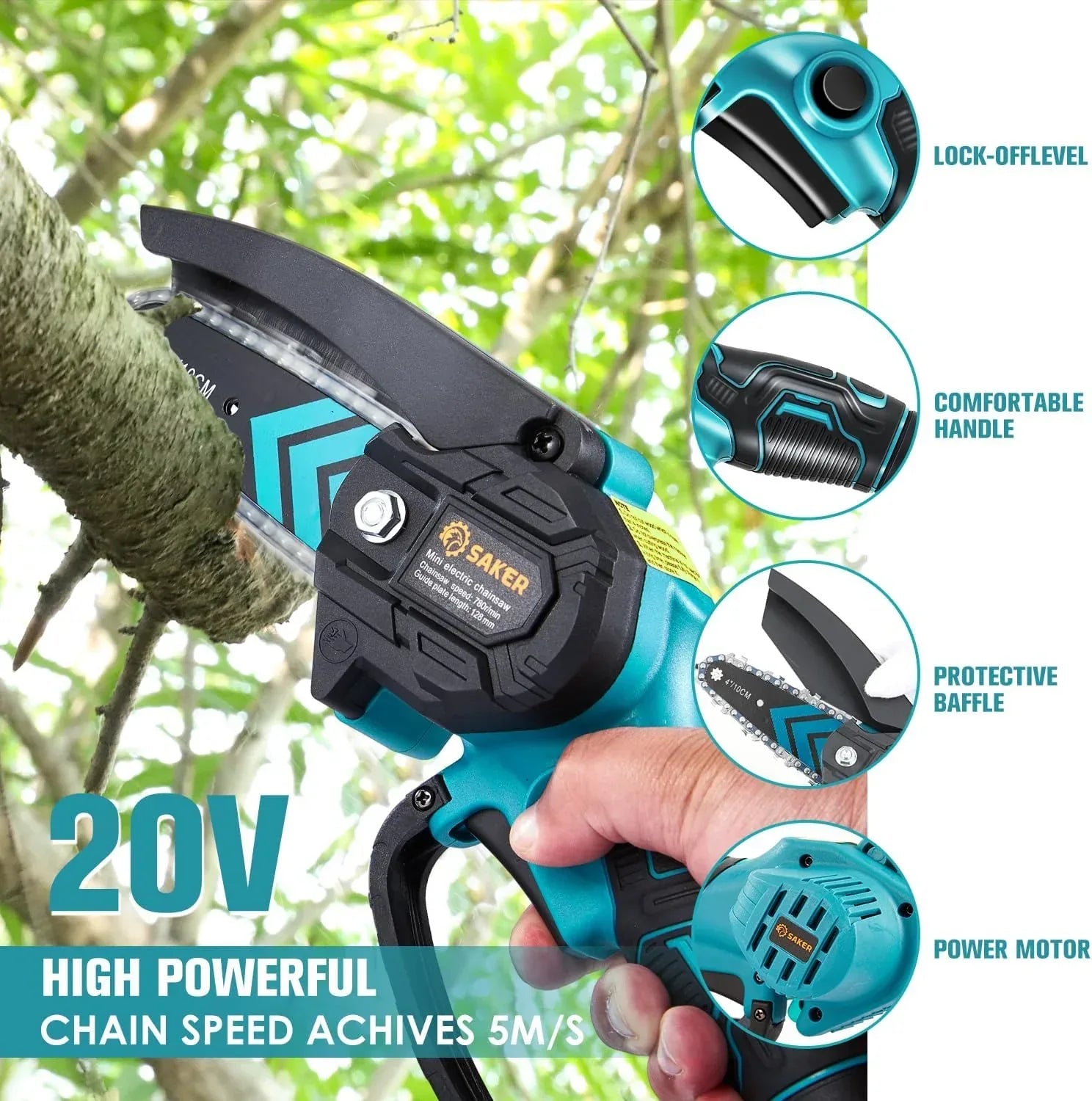 Saker Mini Chainsaw,Portable Electric Chainsaws Cordless,Handheld Chain Saw Pruning Shears Chain Saws for Tree Branches,Courtyard,Household and Garden,Valentine's Day Gifts for Men Dad Husband Women - Unique Gift Market