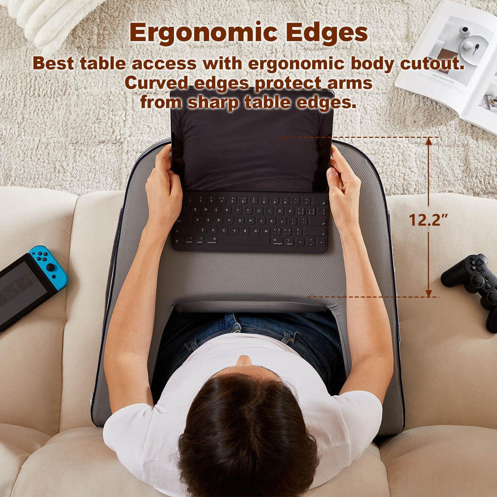 Reading Pillow for Gaming, Extra Large Laptop Pillow for Adult, Memory Foam Lap Desk Gaming Pillow for Reading, Working, Playing Steam Deck Switch or Sitting in Bed Floor Sofa(Grey) - Unique Gift Market