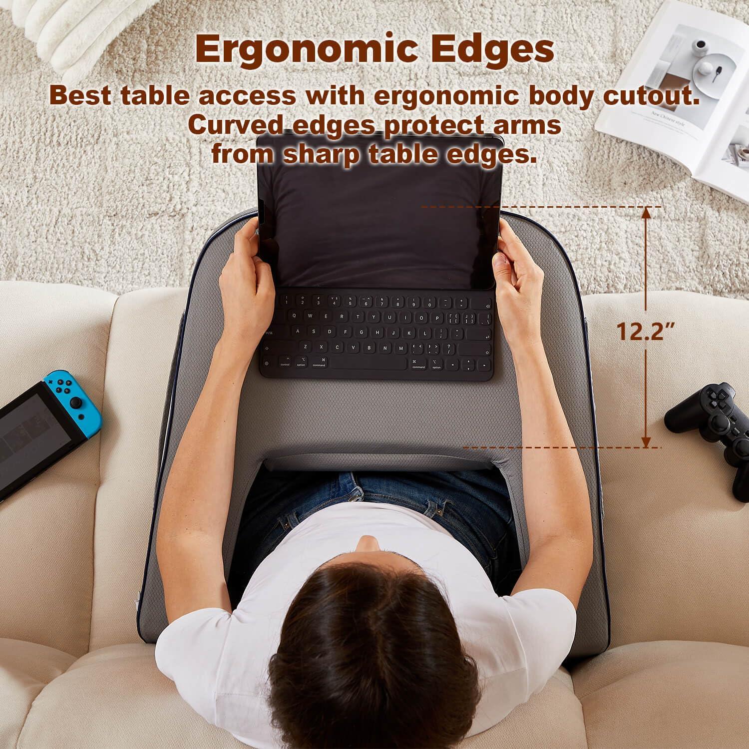Reading Pillow for Gaming, Extra Large Laptop Pillow for Adult, Memory Foam Lap Desk Gaming Pillow for Reading, Working, Playing Steam Deck Switch or Sitting in Bed Floor Sofa(Grey) - Unique Gift Market