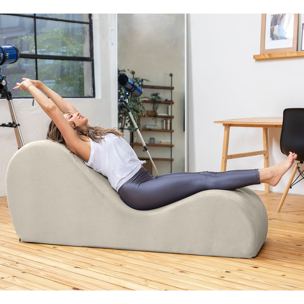 Avana Sleek Chaise Lounge for Yoga, Stretching, Relaxation-Made in The USA, 60D x 18W x 26H Inch, Ink Blue