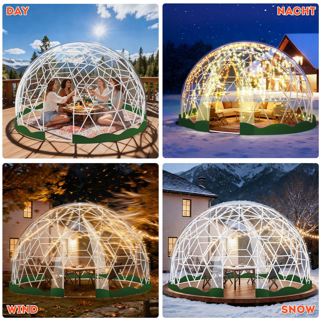 Garden Dome Bubble Tent House Outdoor, Upgraded Geodesic Dome Greenhouse with Transparent PVC Cover, Weatherproof Greenhouse Suitable for Patio (WHITE-12FT)
