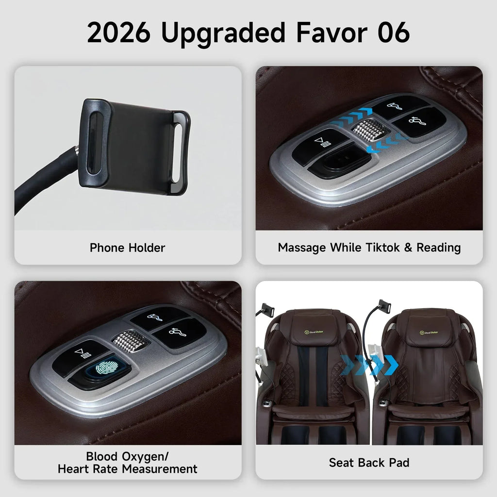 Real Relax 2026 Massage Chair Full Body,Zero Gravity SL-Track Shiatsu Massage Recliner with Upgraded Phone Controller and Holder,APP Control,Child Lock,Pause Button and Led Light,Favor-06,Black - Unique Gift Market