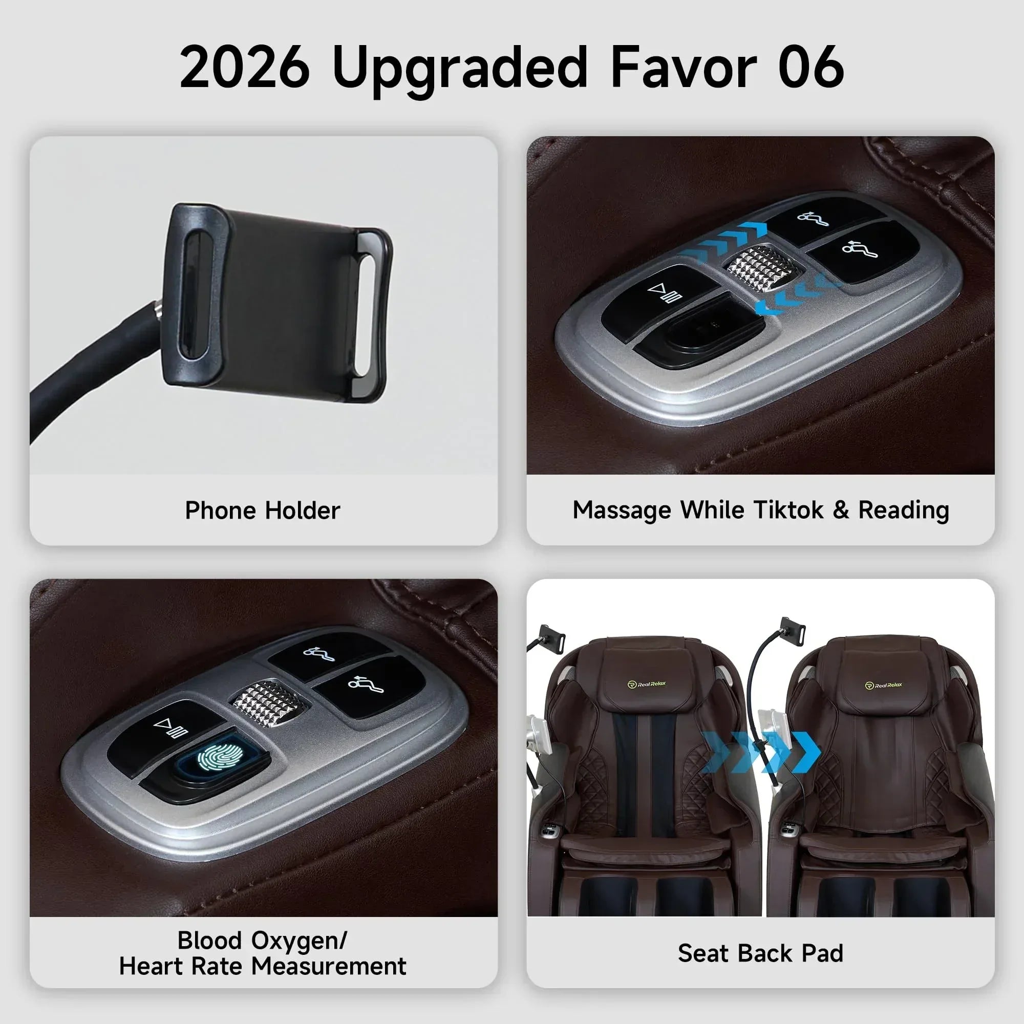 Real Relax 2026 Massage Chair Full Body,Zero Gravity SL-Track Shiatsu Massage Recliner with Upgraded Phone Controller and Holder,APP Control,Child Lock,Pause Button and Led Light,Favor-06,Black - Unique Gift Market