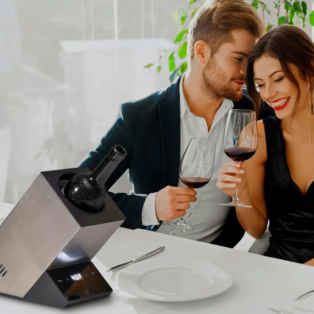 Electric Wine Chiller, Single Bottle Cooler for 750ml Wine or Some Champagne,Stainless Steel Iceless Cooler Keep Cold Up to 24h,Kitchen,Bar and RV Vino Accessory,Gift for Vino Lover - Unique Gift Market