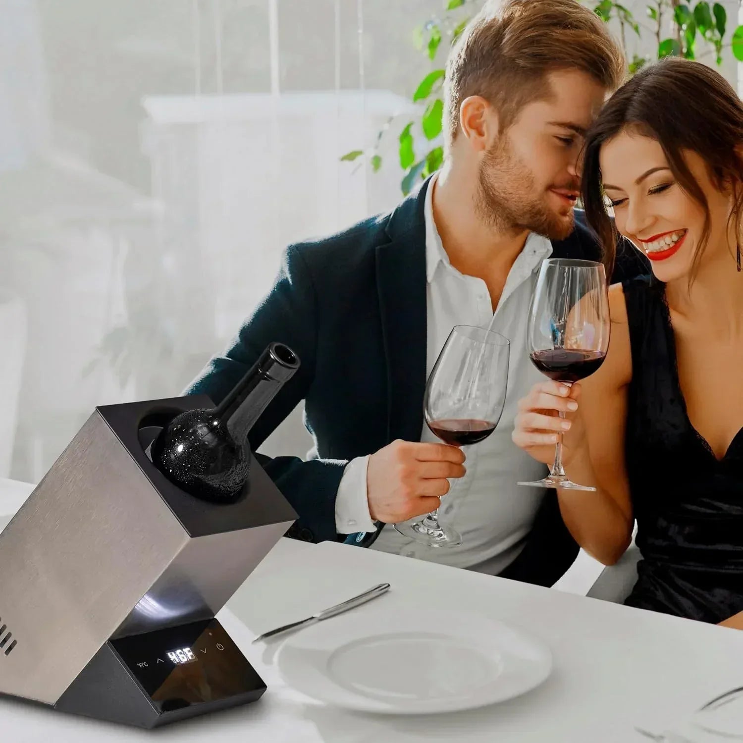 Electric Wine Chiller, Single Bottle Cooler for 750ml Wine or Some Champagne,Stainless Steel Iceless Cooler Keep Cold Up to 24h,Kitchen,Bar and RV Vino Accessory,Gift for Vino Lover - Unique Gift Market