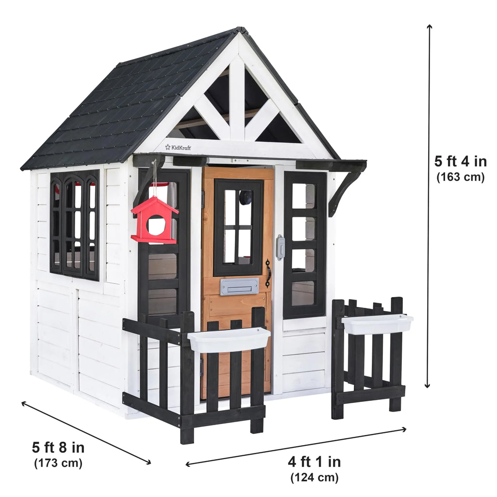 KidKraft Riverscape Wooden Playhouse with Working Doorbell, Fence, Kitchen and Pet Door - Unique Gift Market