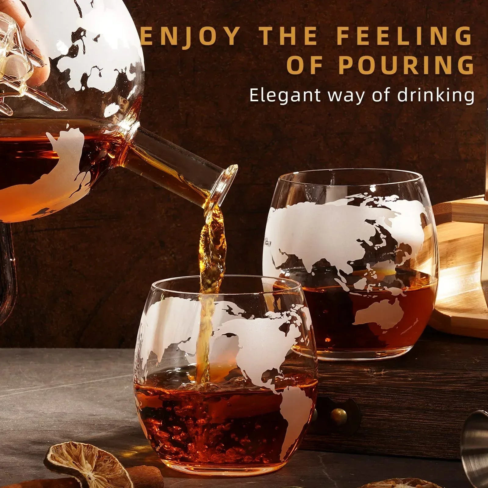Gifts for Men Dad Husband Christmas, Whiskey Globe Decanter Set with 4 Etched Globe Glasses, Unique Anniversary Birthday Gifts for Brother Boyfriend, Cool Stocking Stuffers Bourbon Whikey Gifts - Unique Gift Market