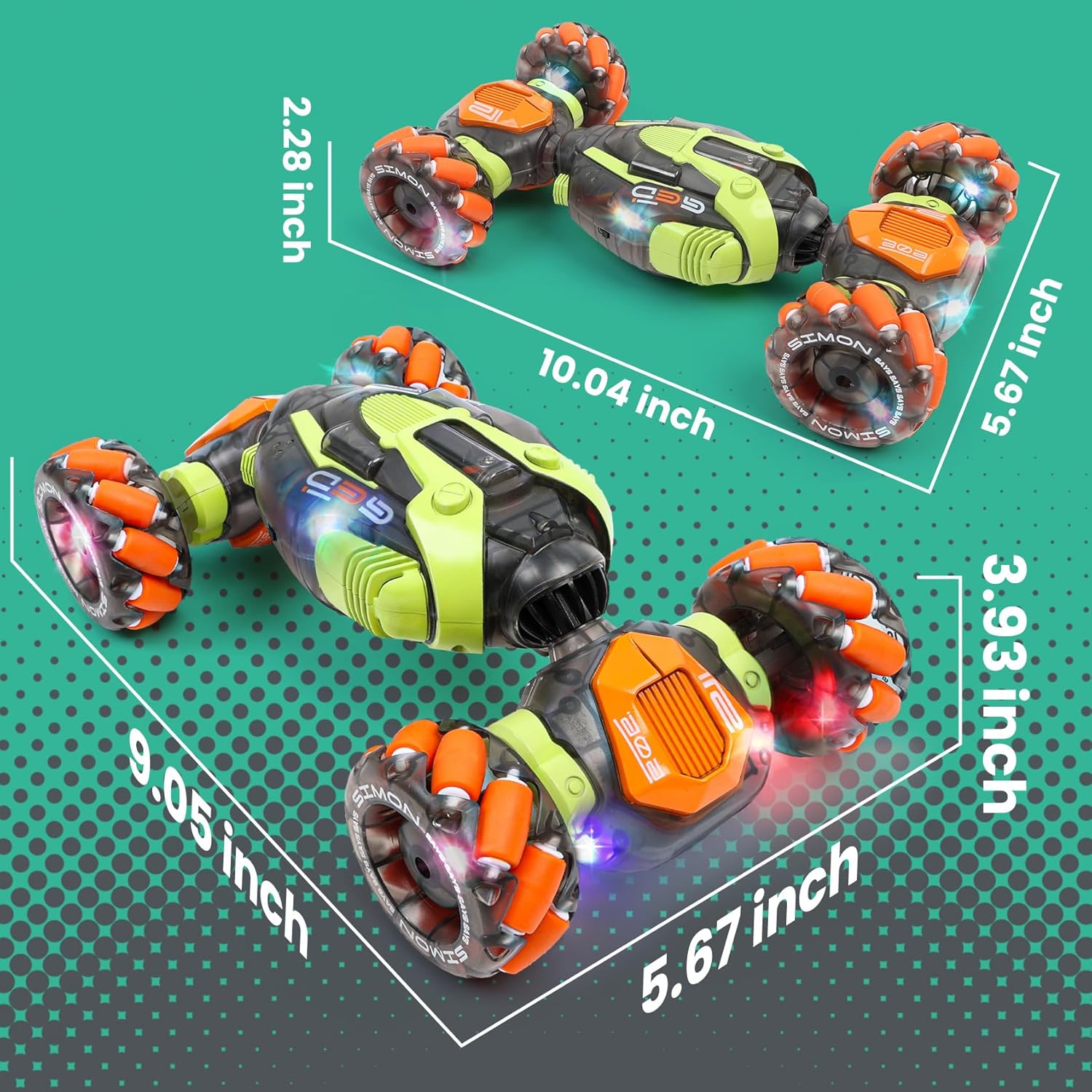 Gesture Sensing RC Stunt Car - Remote & Hand-Controlled Drift Toy for Kids Ages 5-7 6-8 9 10 11 12 Year Old, 4WD, Double-Sided Driving with Lights & Music