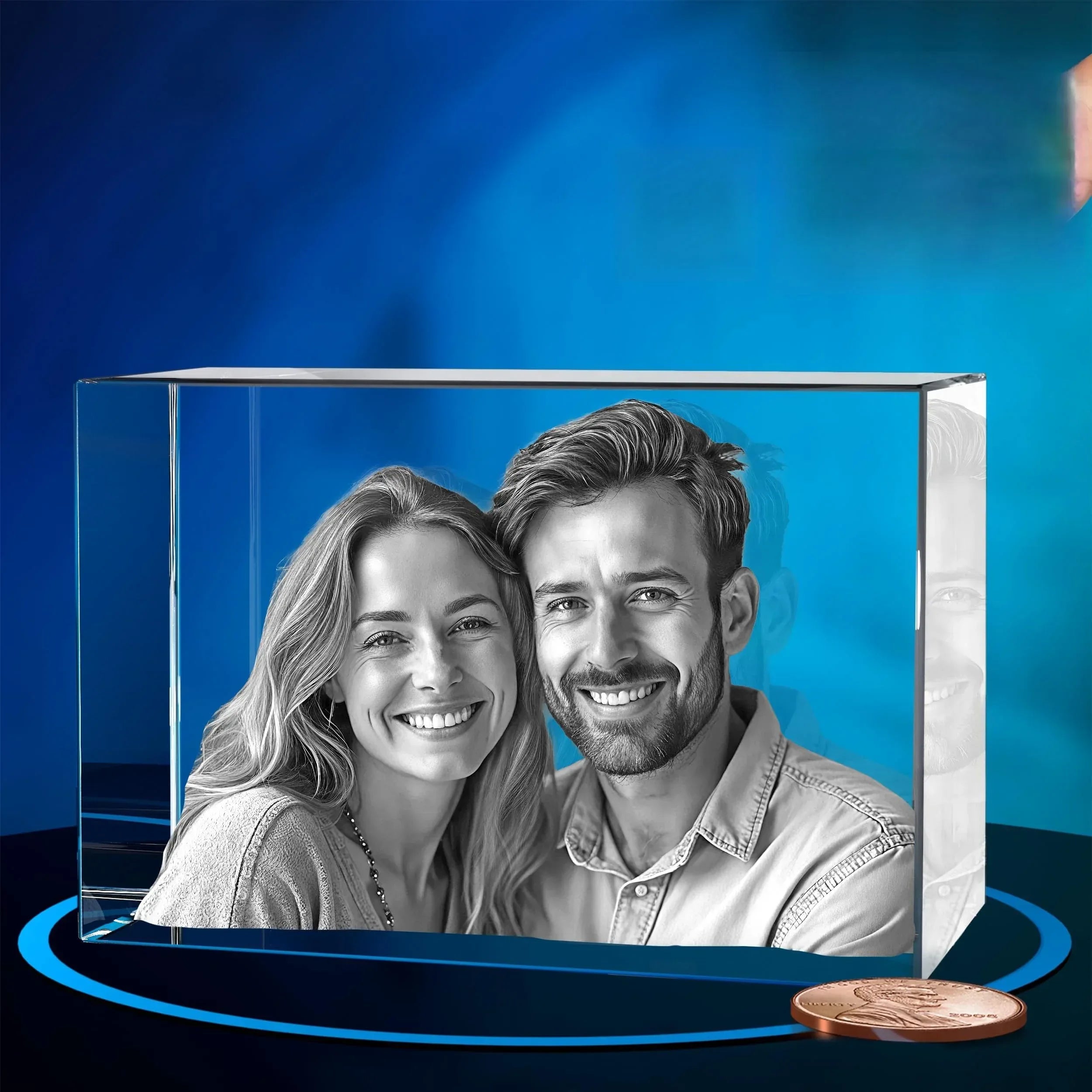 ArtPix 3D Crystal Photo, Valentines Day Personalized Gifts for Women, Wife, Men, Her, Him, Great V-Day Custom Gift With Your Own Photo, Customized Glass 3D Laser Etched Picture Wedding - Unique Gift Market
