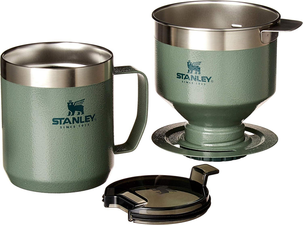 STANLEY Perfect Brew Pour Over Set | 12 oz Camp Mug with Lid Included | Drip Coffee Maker with Reusable Filter | Insulated Stainless Steel | BPA-Free | Hammertone Green - Unique Gift Market