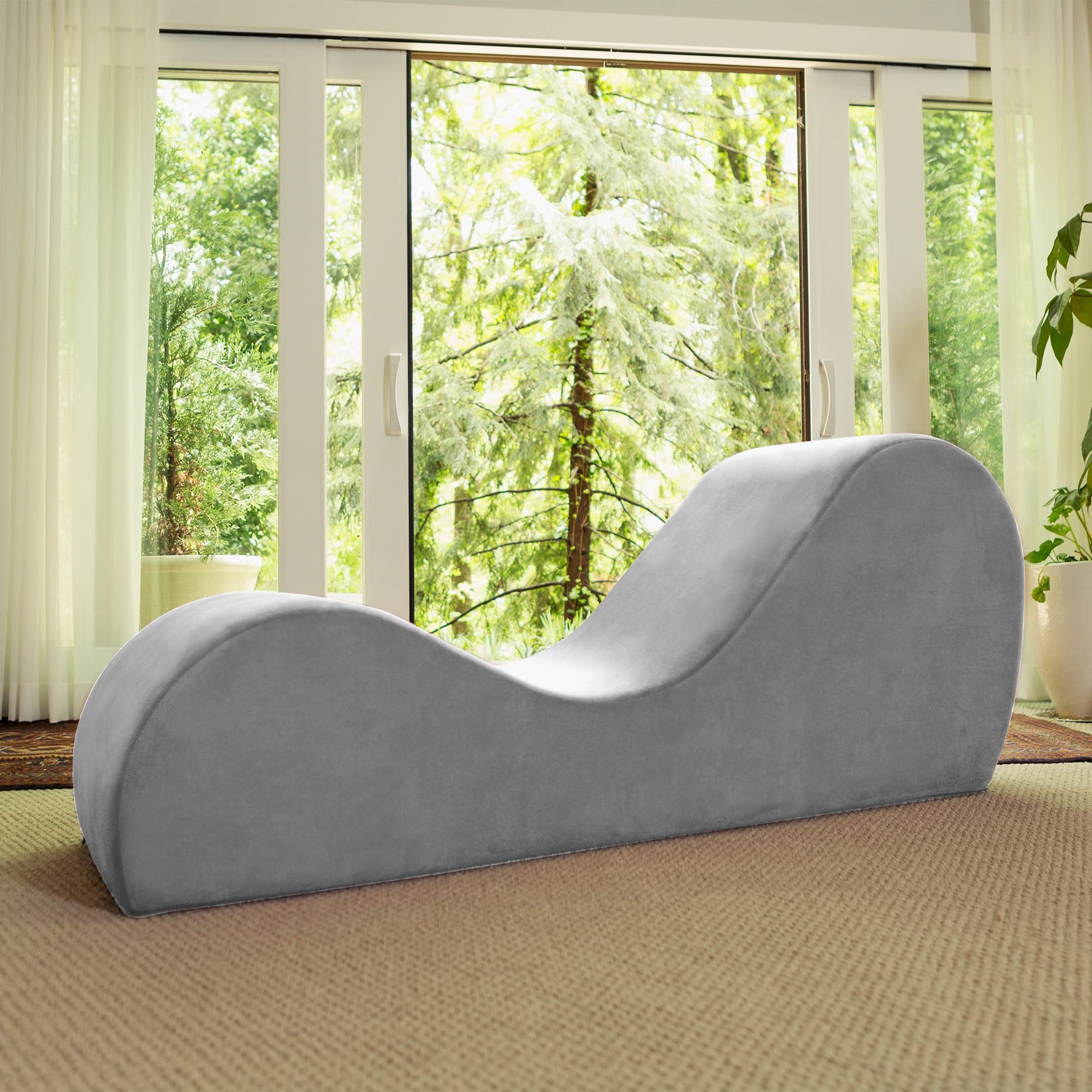 Avana Sleek Chaise Lounge for Yoga, Stretching, Relaxation-Made in The USA, 60D x 18W x 26H Inch, Ink Blue