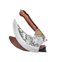 TIVOLI Ulu Knife 9-inch Pizza Cutter Axe, Viking Butcher Cleaver Knife, German 1.4116 Super Steel Rose Wooden Handle with Sheath & Box, Mincing Meat Vegetable Rocking Knives Birthday Gift Men Women - Unique Gift Market