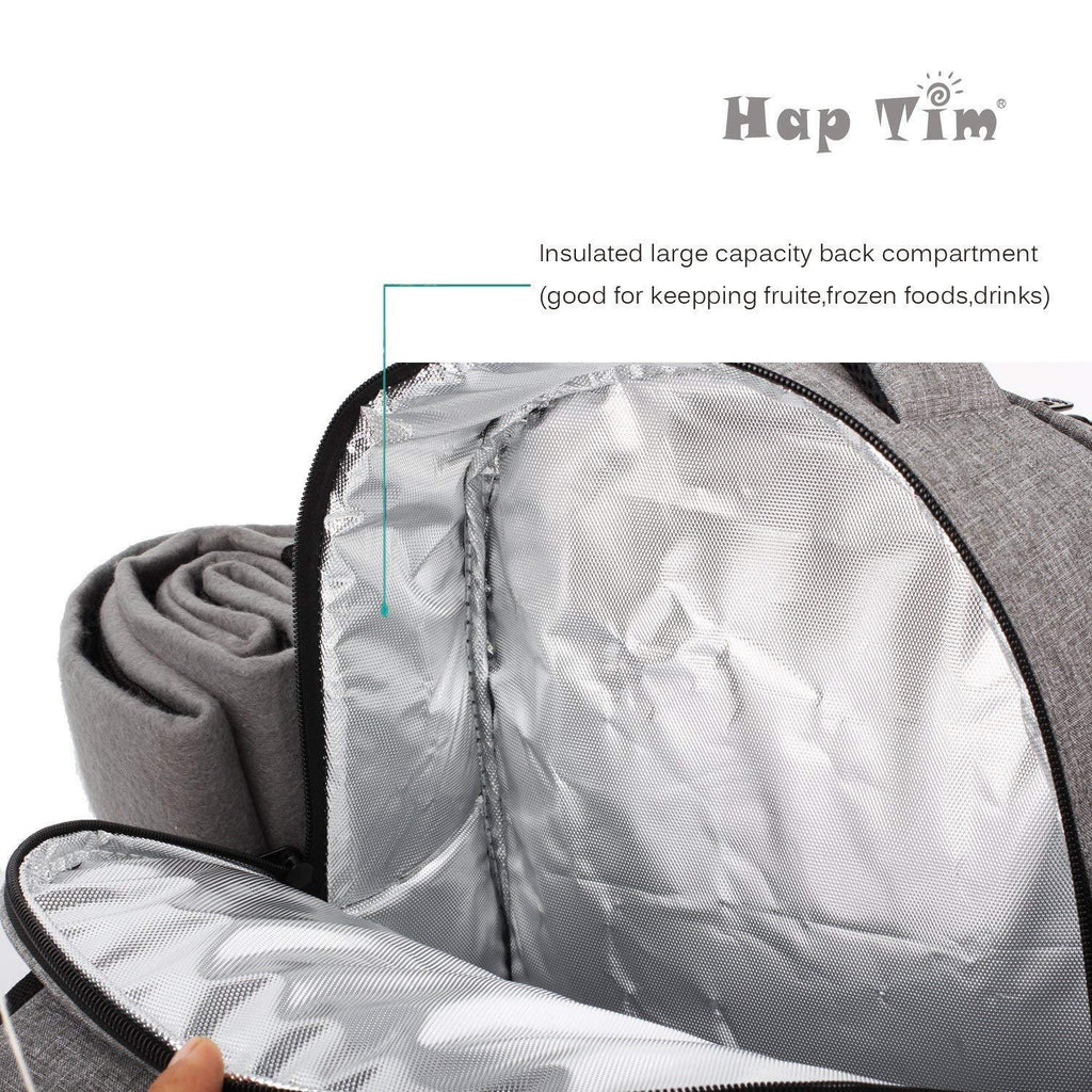 Hap Tim Picnic Basket Backpack for 2 Person with 2 Insulated Cooler Compartment, Wine Holder, Fleece Blanket, Cutlery Set, Wedding Gifts for Couples, Bridal Shower Gifts, Engagement Gifts - Unique Gift Market