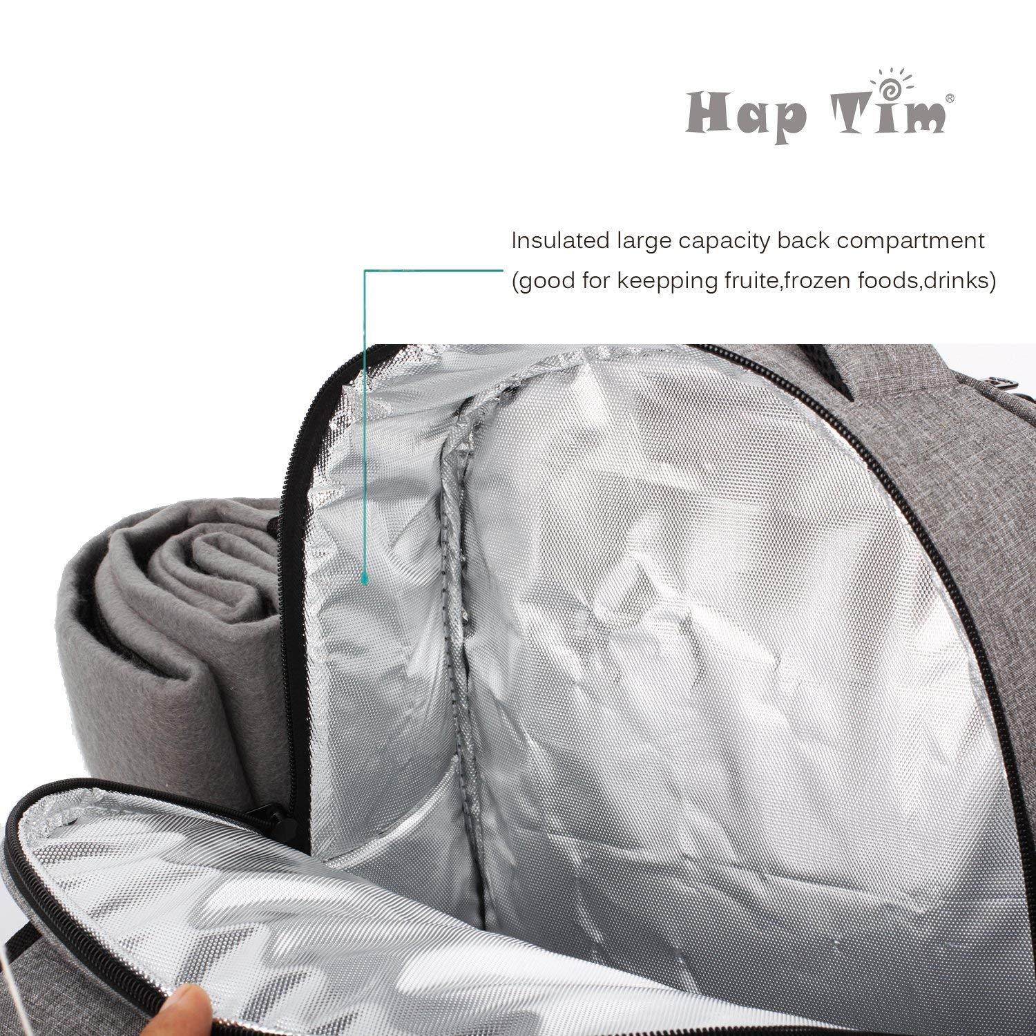 Hap Tim Picnic Basket Backpack for 2 Person with 2 Insulated Cooler Compartment, Wine Holder, Fleece Blanket, Cutlery Set, Wedding Gifts for Couples, Bridal Shower Gifts, Engagement Gifts - Unique Gift Market