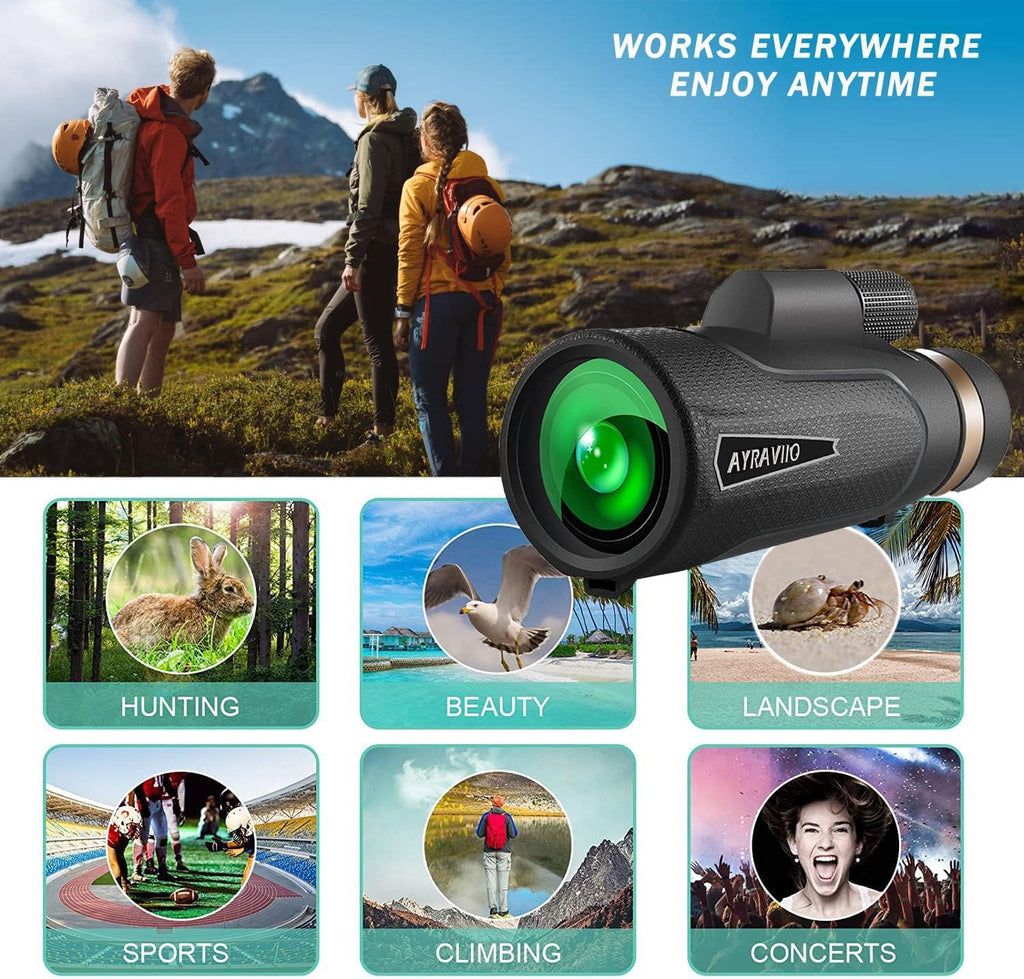 Birthday Gifts for Men Dad Husband Him Young, 12x60 Powerful Monocular Telescope with Phone Adapter & Tripod, SMC & BAK4 Prism, for Fathers Day, Hiking Gifts for Outdoors Lover