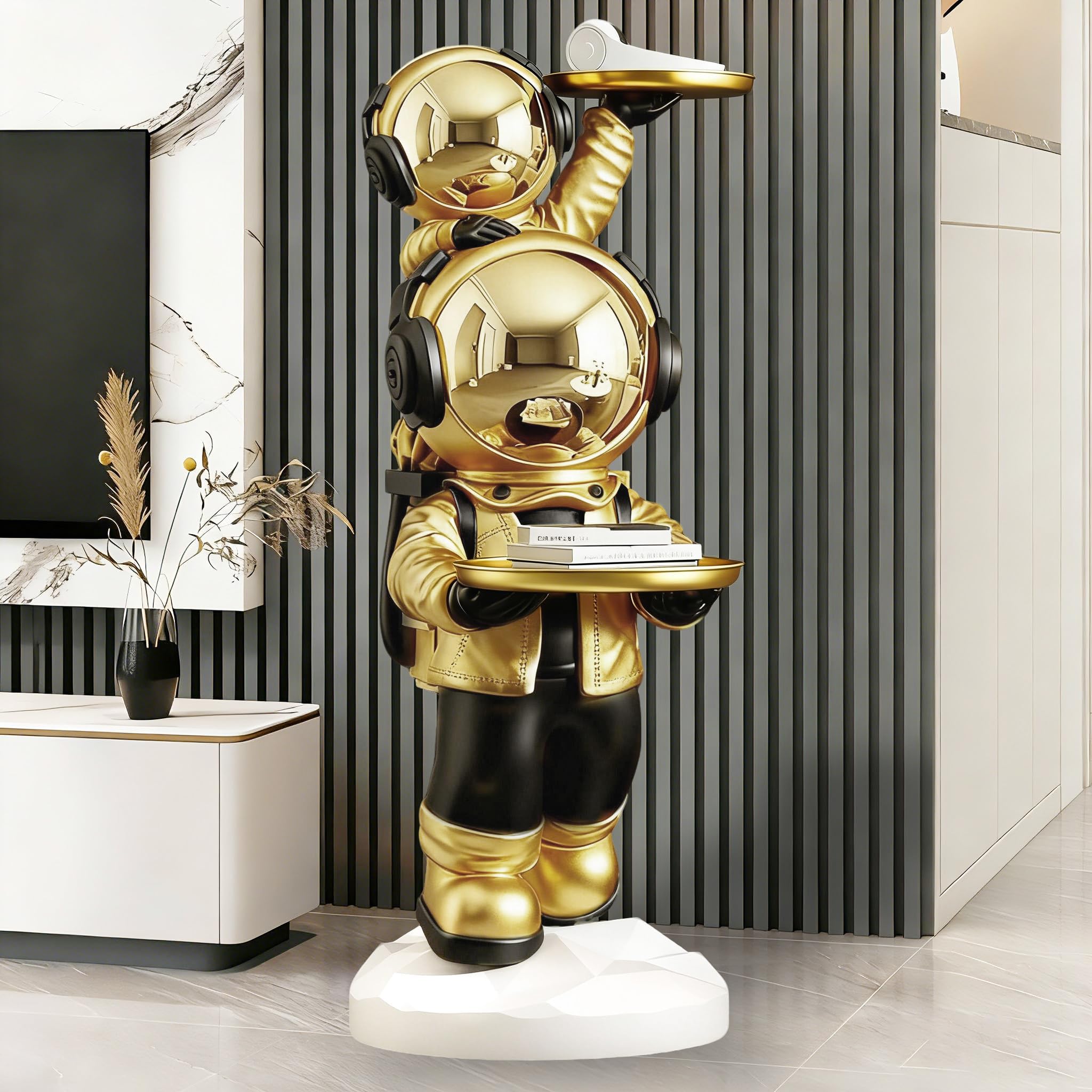 Astronaut Statue, Spaceman Sculpture, Home Decor Sculpture, Cool Metal mask Decoration, Large Spaceman Figurine Decoration