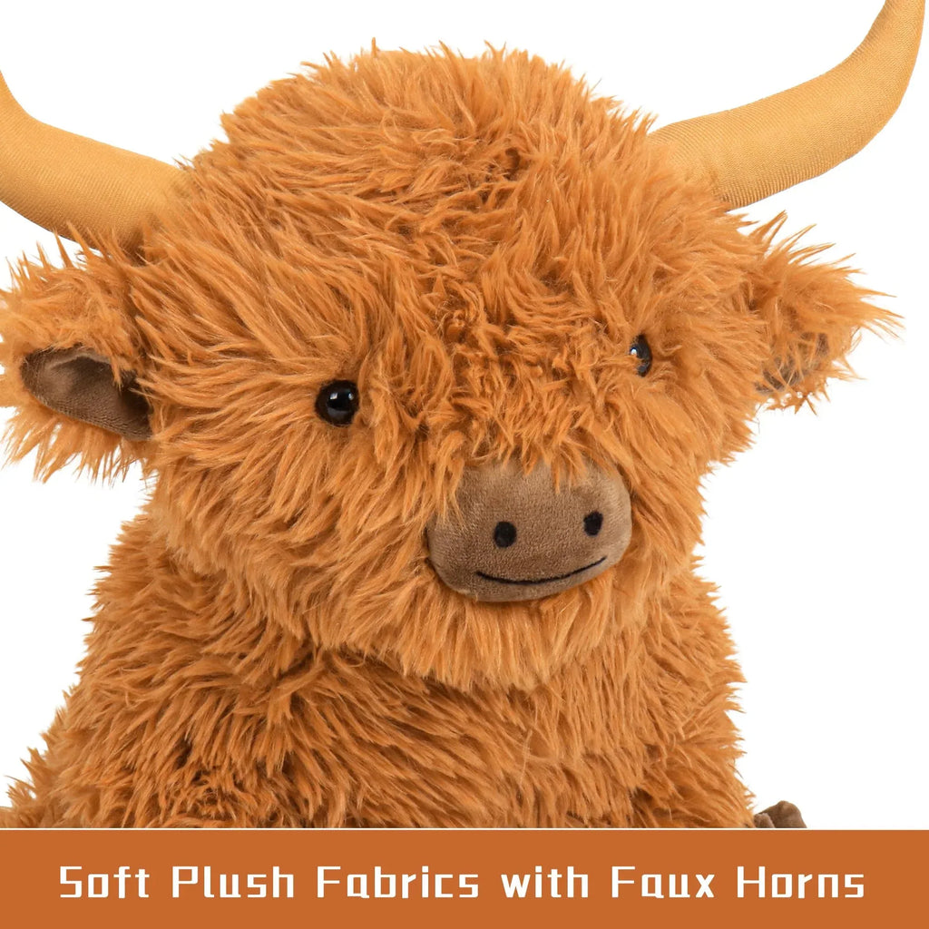 Wepop 5lbs Highland Cow Weighted Stuffed Animals, 22in Giant Highland Cow Gift Plush Toy,Adorable Stuffed Animal for Kids and Adults Highland Cattle Plushie Pillow Decor - Unique Gift Market