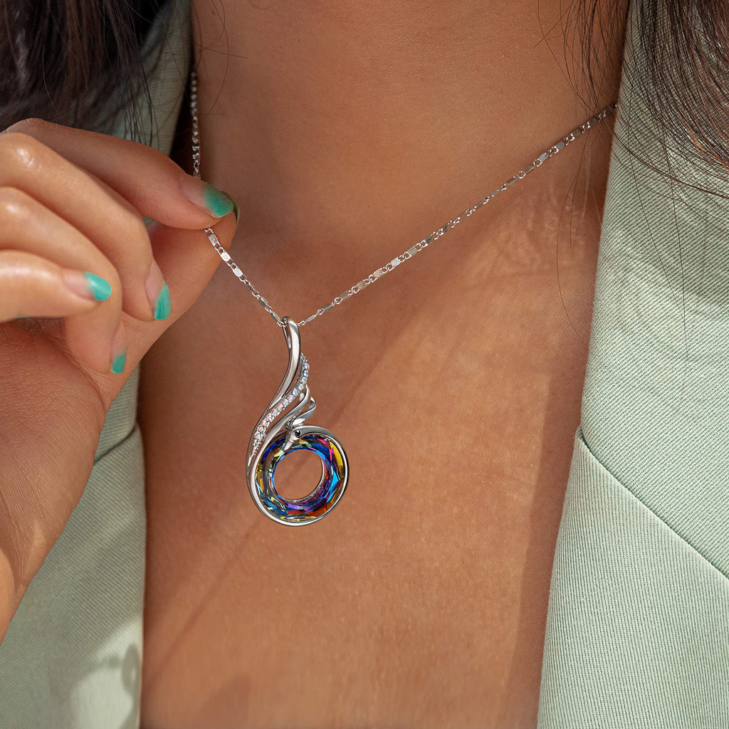 Kate Lynn "Rise From the Ashes Phoenix Necklace Made with Crystals from Austria, 18"+2" Necklace, Packaged with Jewelry Box, Birthday Gift for Women, Symbol of Luck and Renewal