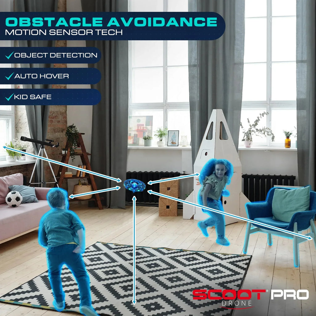 Force1 Scoot Hand Operated Drone for Kids or Adults - Hands Free Motion Sensor Mini Drones, Easy LED Indoor Rechargeable UFO Toy Flying Orb Ball Drone Toys for Boys and Girls (Blue) - Unique Gift Market
