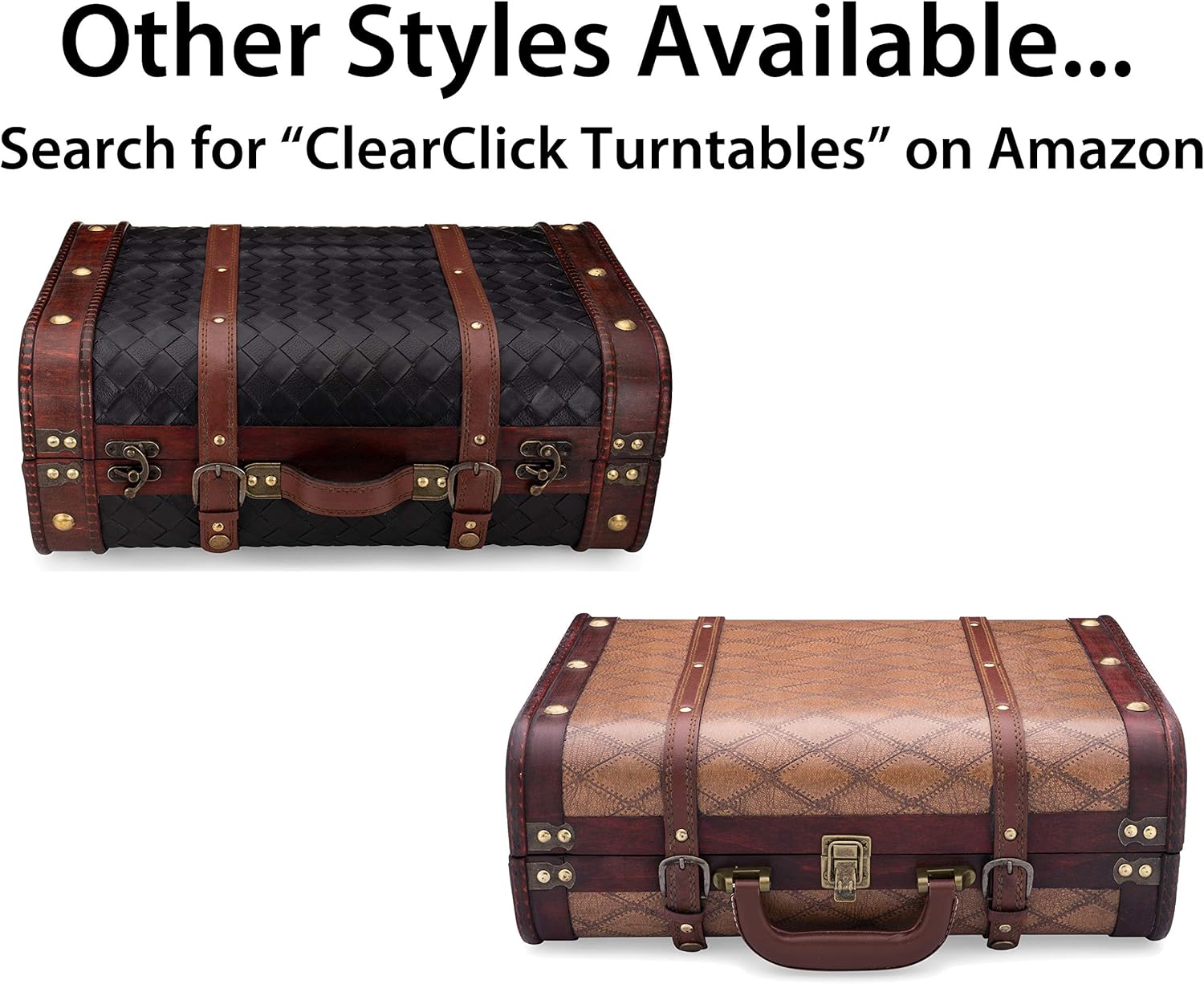 ClearClick Vintage Suitcase Turntable with Bluetooth & USB - Classic Wooden Retro Style