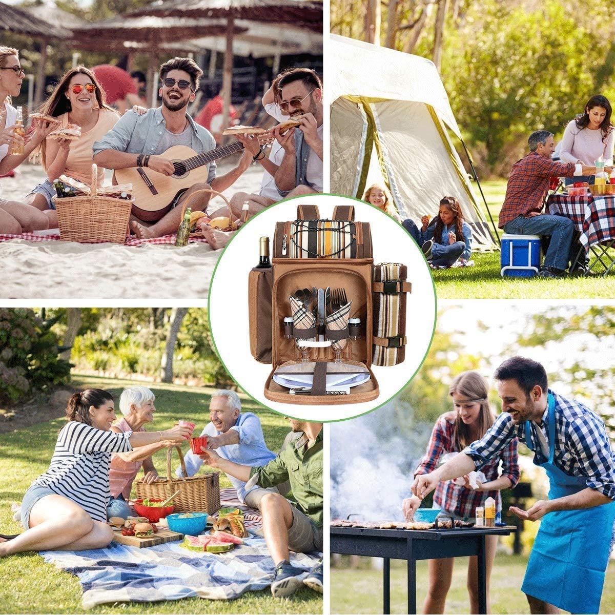 Hap Tim Picnic Basket Backpack for 2 Person with 2 Insulated Cooler Compartment, Wine Holder, Fleece Blanket, Cutlery Set, Wedding Gifts for Couples, Bridal Shower Gifts, Engagement Gifts - Unique Gift Market