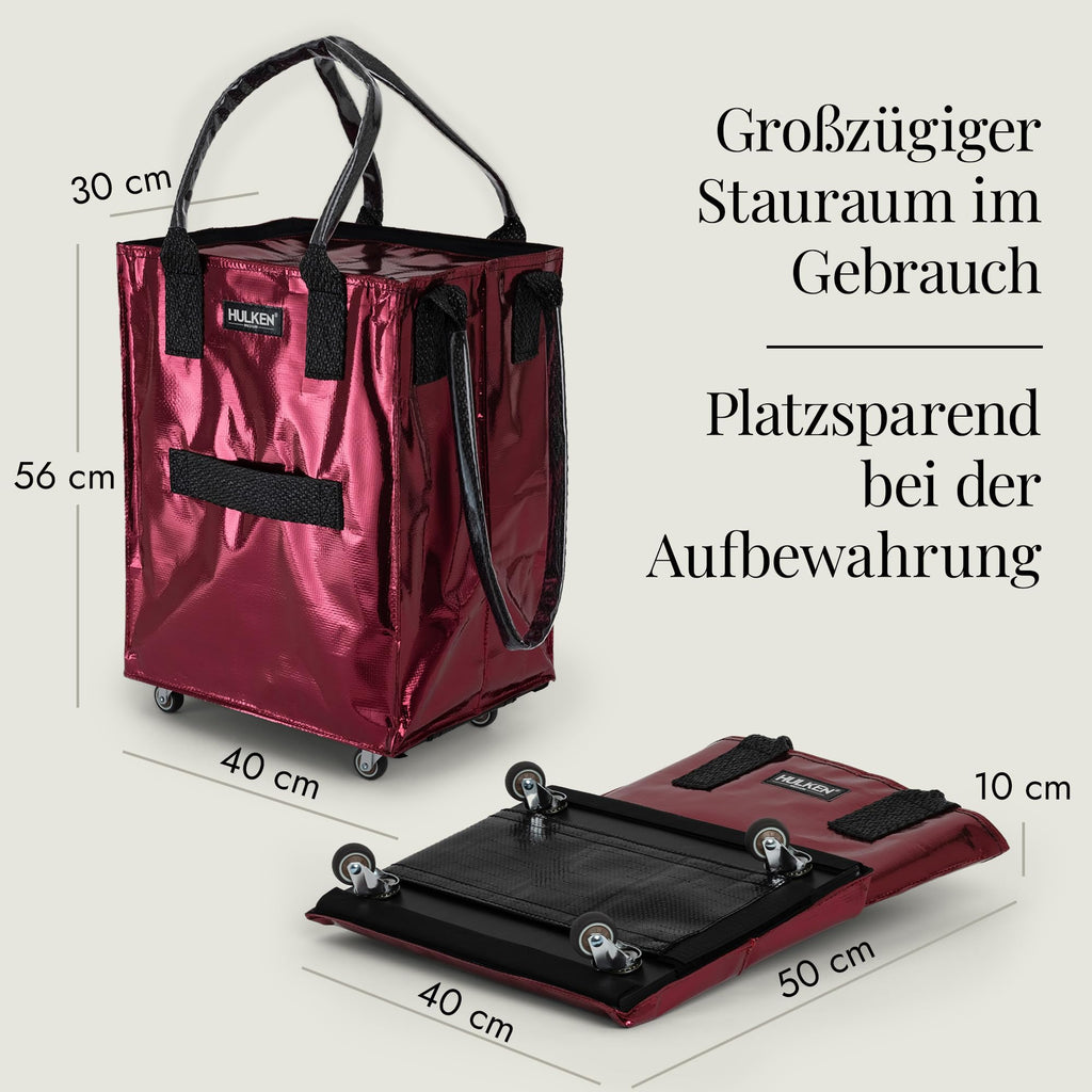 (Medium, Rose Gold) Reusable Grocery Bag On Wheels, Shopping Trolley, Rolling Tote, Zipper Closure, Lightweight, Carries Up to 66 lb, Folds Flat, Unbreakable Handles