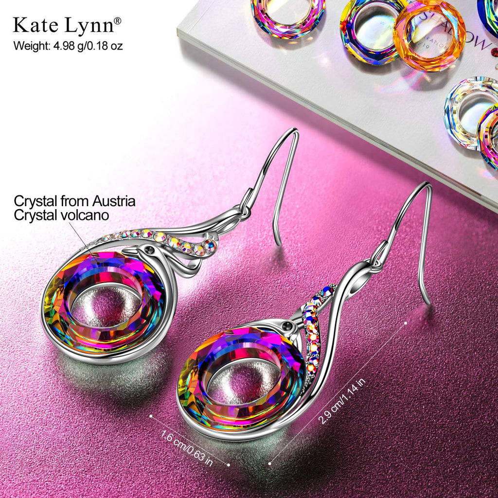 Kate Lynn "Rise From the Ashes" Phoenix Earrings, Sterling Silver Dangle Earrings with Crystals from Austria, Birthday Gift with Jewelry Box, Symbol of Luck and Renewal