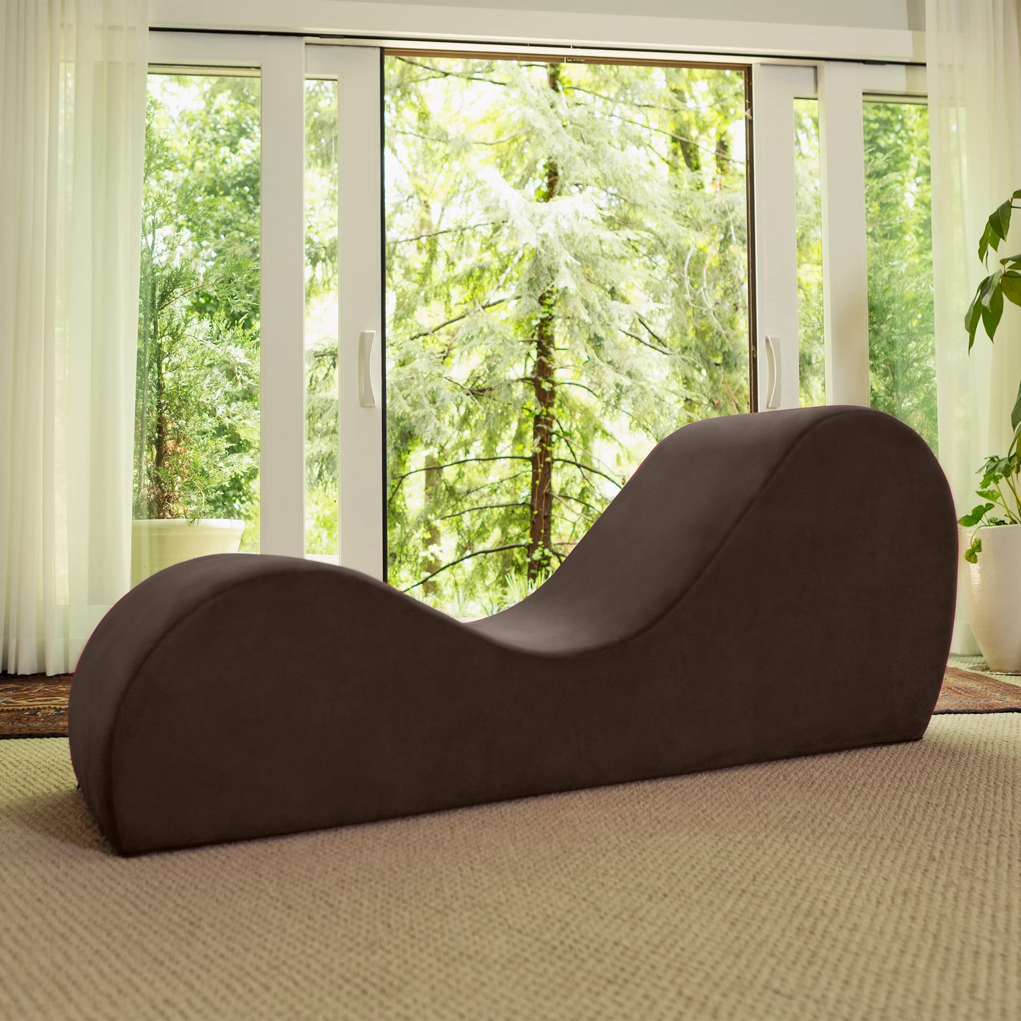 Avana Sleek Chaise Lounge for Yoga, Stretching, Relaxation-Made in The USA, 60D x 18W x 26H Inch, Ink Blue