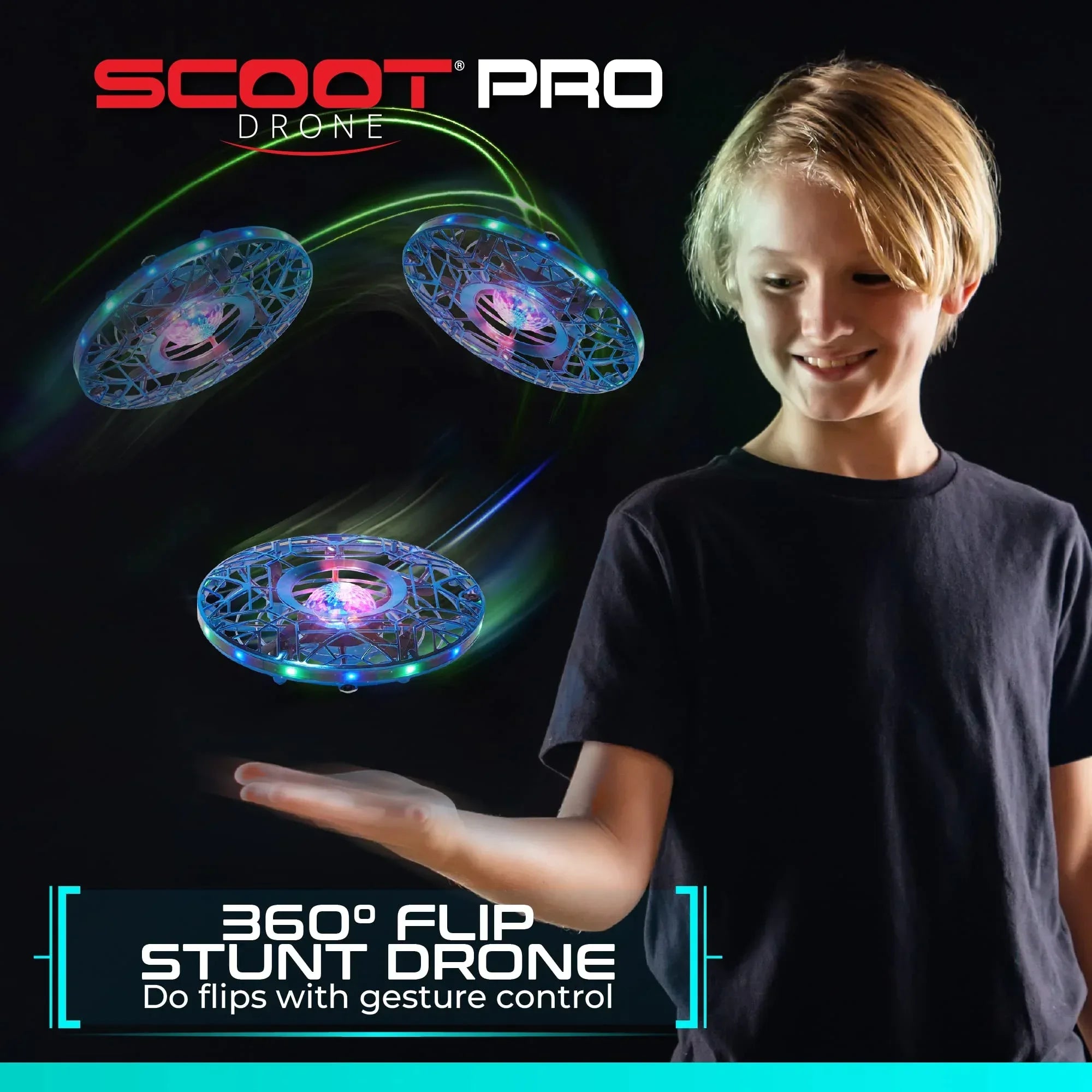 Force1 Scoot Hand Operated Drone for Kids or Adults - Hands Free Motion Sensor Mini Drones, Easy LED Indoor Rechargeable UFO Toy Flying Orb Ball Drone Toys for Boys and Girls (Blue) - Unique Gift Market