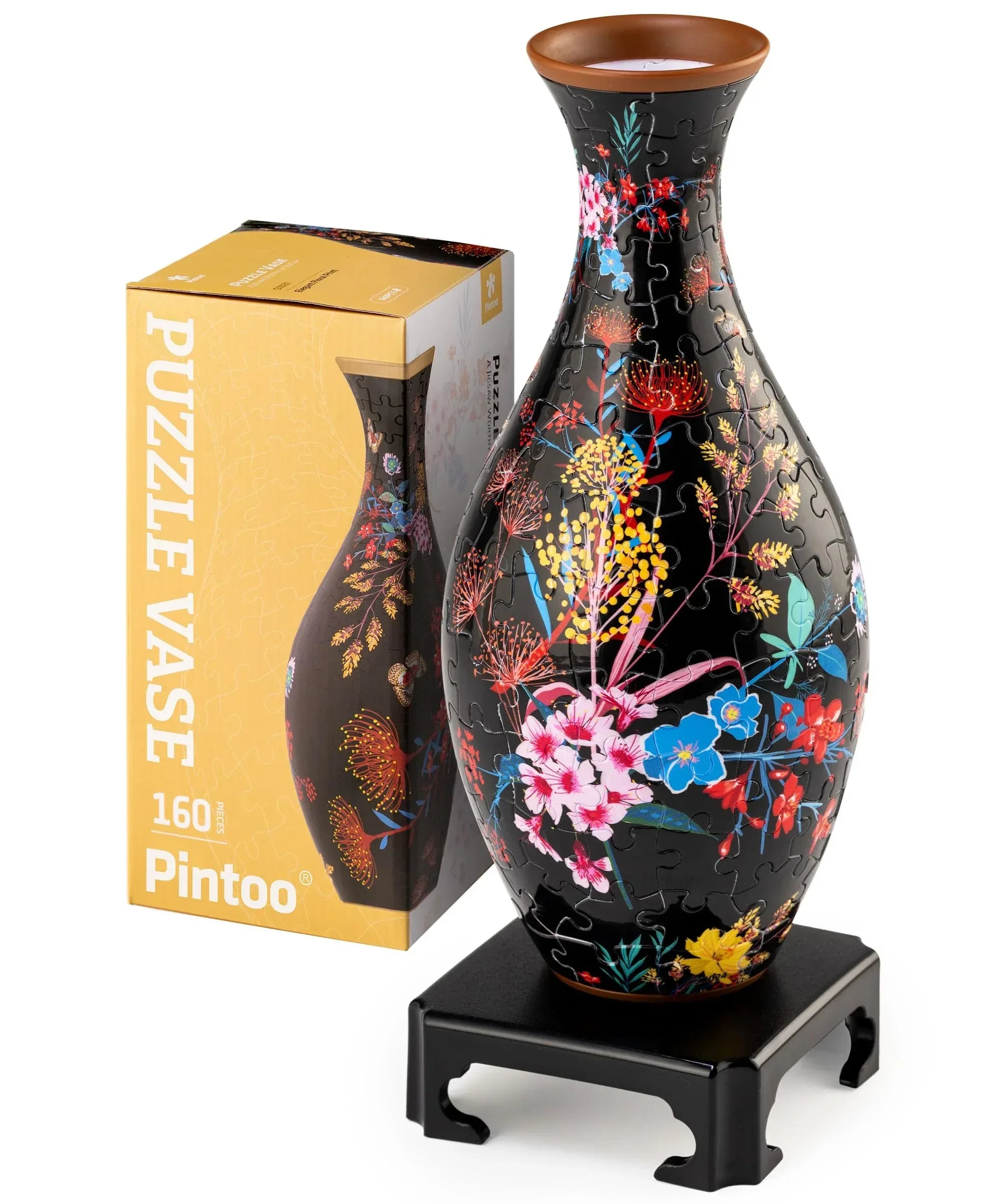 Pintoo 3D Puzzle Vase Unique Flower Vase Made by 160 Curved Plastic Puzzle Pieces House Warming Gift for Flower Arrangements and Home Decoration - [S1034] (Classic, Colorful Leaves) - Unique Gift Market