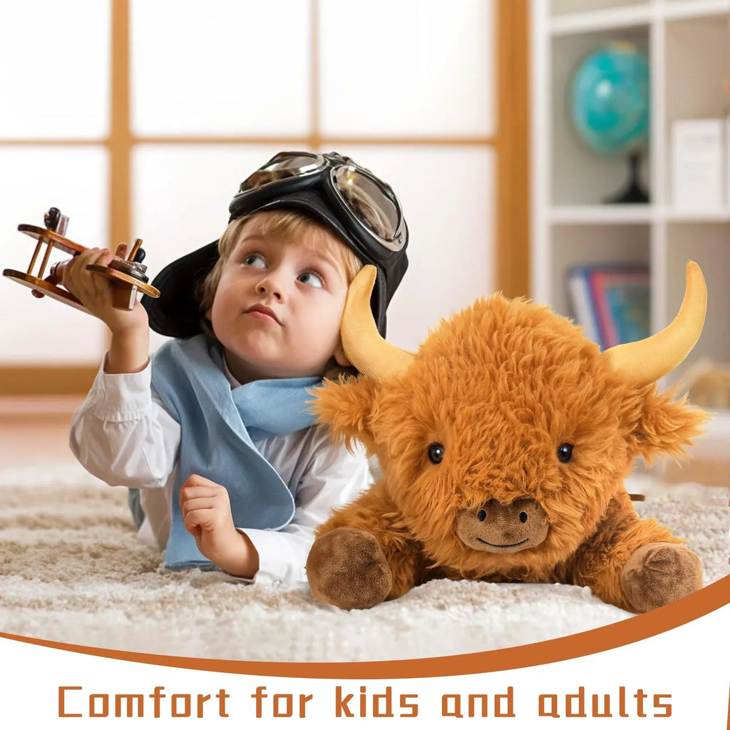 Wepop 5lbs Highland Cow Weighted Stuffed Animals, 22in Giant Highland Cow Gift Plush Toy,Adorable Stuffed Animal for Kids and Adults Highland Cattle Plushie Pillow Decor - Unique Gift Market