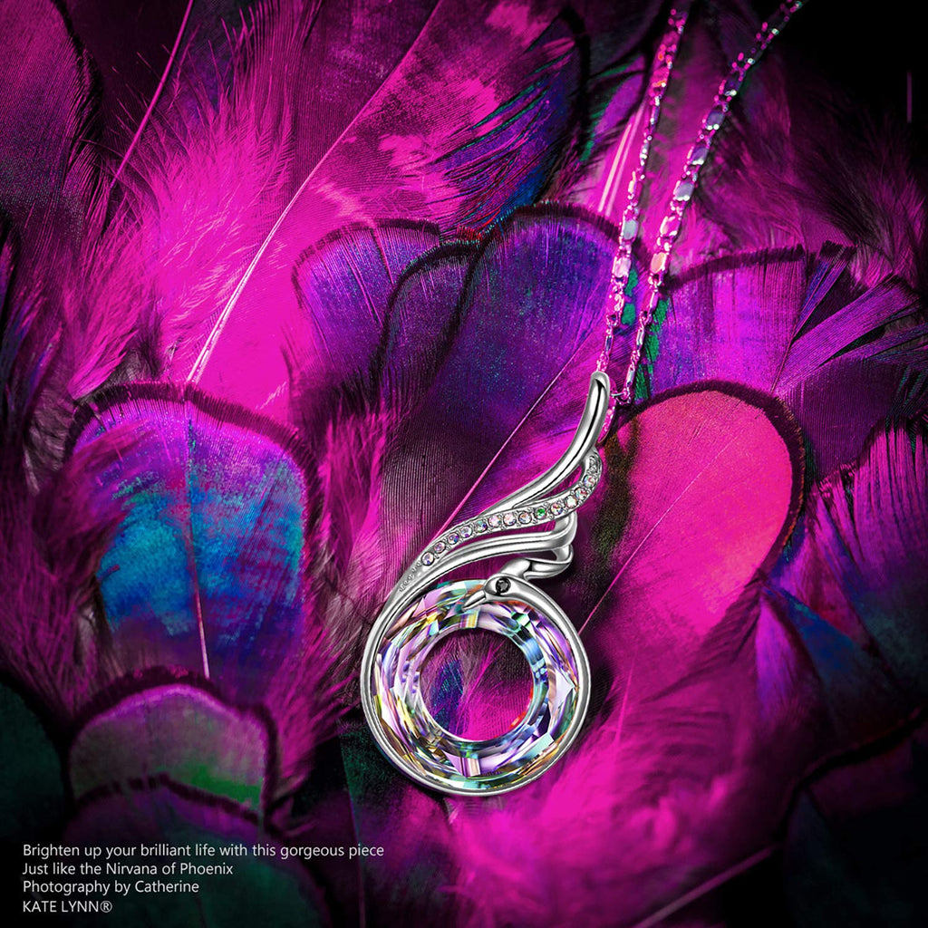 Kate Lynn "Rise From the Ashes Phoenix Necklace Made with Crystals from Austria, 18"+2" Necklace, Packaged with Jewelry Box, Birthday Gift for Women, Symbol of Luck and Renewal
