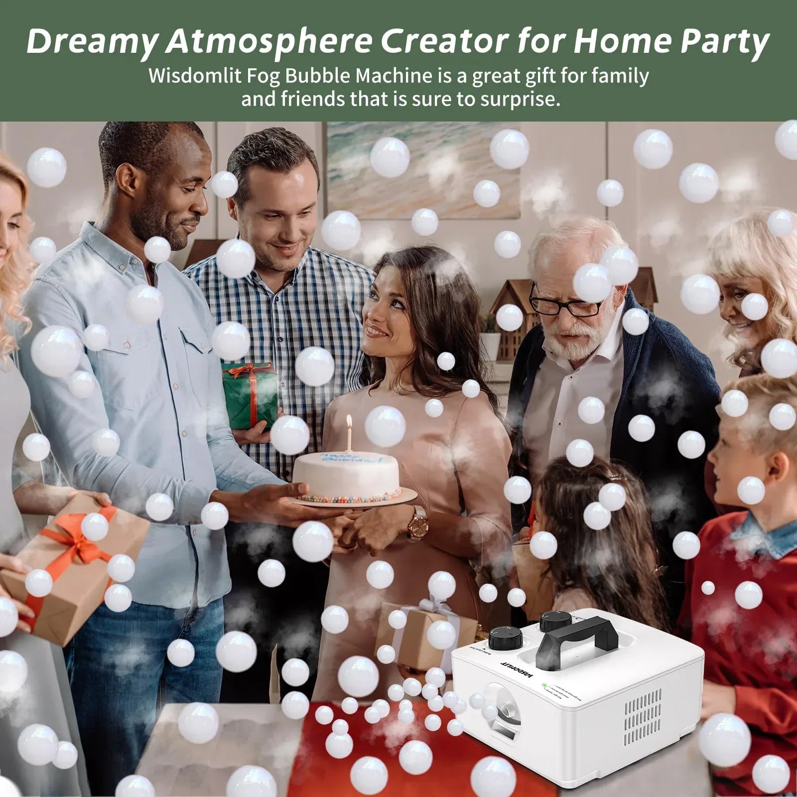 Fog Bubble Machine, 2 in 1 Smoke Bubble Maker, 400W No-Spill Smoke Bubble Blower, Make Colorful Bubbles | White Fog Bubbles for Indoor Outdoor Birthday Halloween Party - Unique Gift Market