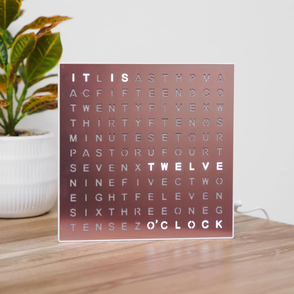 Sharper Image LED Word Digital Clock, 7.75", Copper Finish, Light-Up Desk & Wall Clock, Modern Time Display, Shelf or Wall Decor for Home Office, Living Room, Kitchen & Bedroom, Housewarming Gift - Unique Gift Market