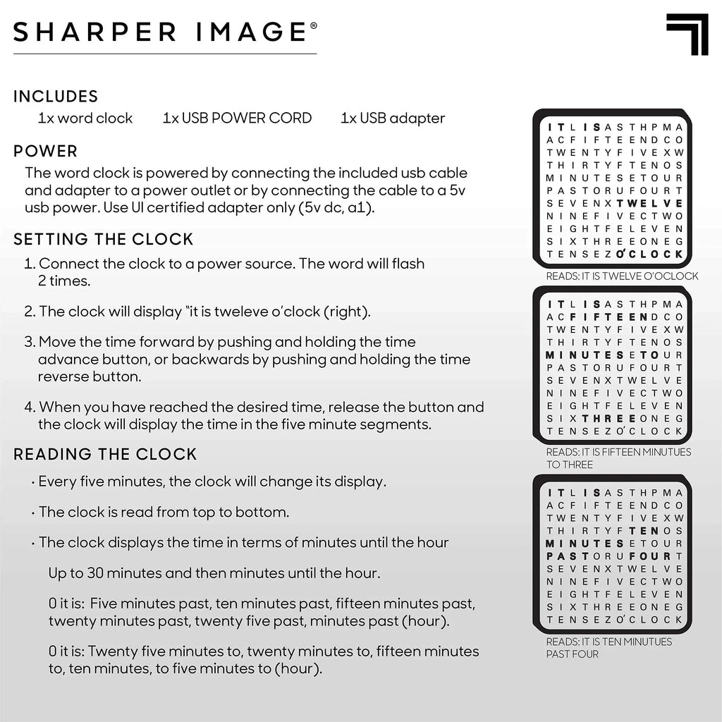 Sharper Image LED Word Digital Clock, 7.75", Copper Finish, Light-Up Desk & Wall Clock, Modern Time Display, Shelf or Wall Decor for Home Office, Living Room, Kitchen & Bedroom, Housewarming Gift - Unique Gift Market