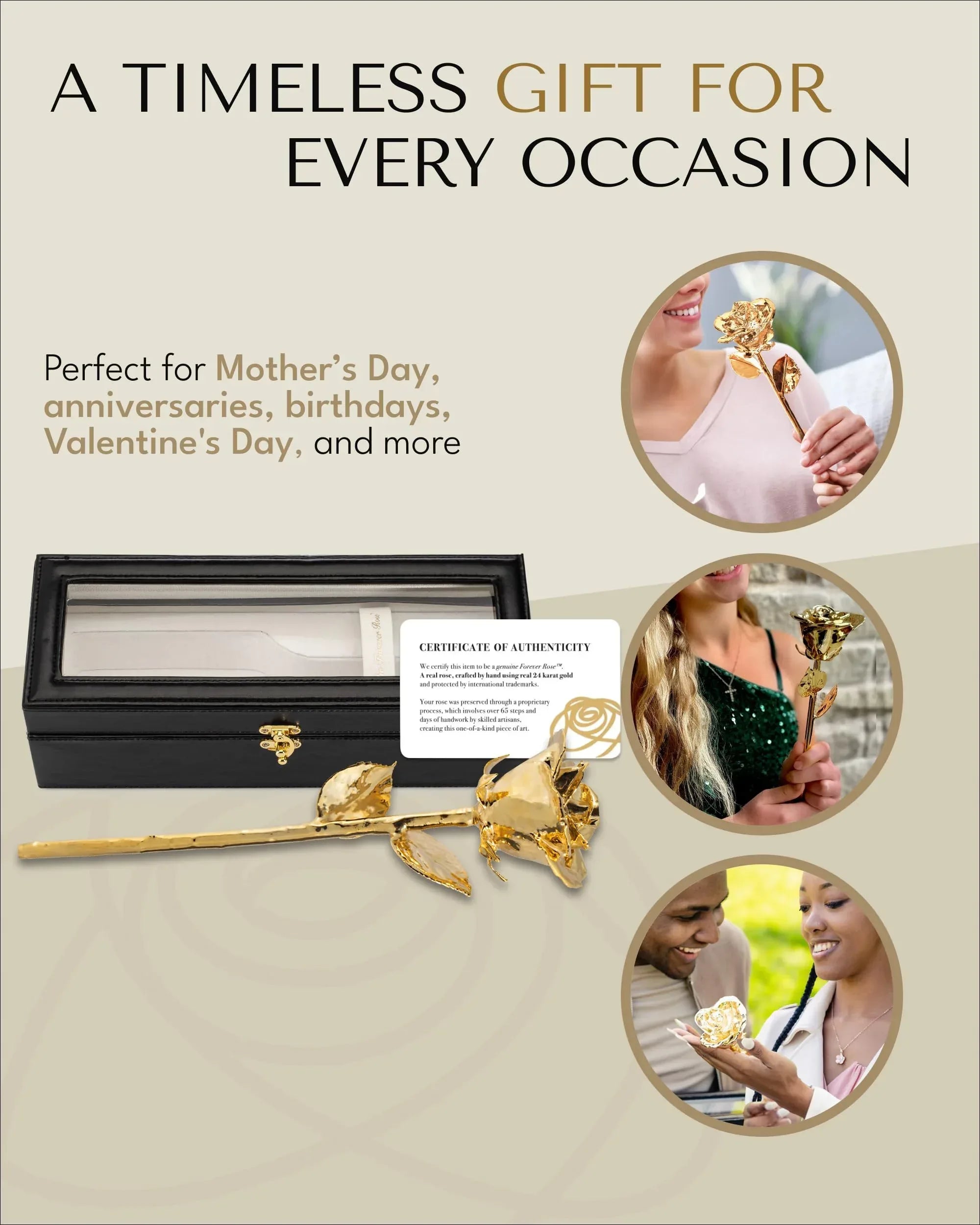 Forever Rose 24K Gold Dipped Real Rose – Handmade, Long-Lasting Preserved Flower in Gold Gift Box – Romantic Gift for Anniversary, Valentine's Day, Mother's Day, Birthday, Wedding, Wife, Girlfriend - Unique Gift Market
