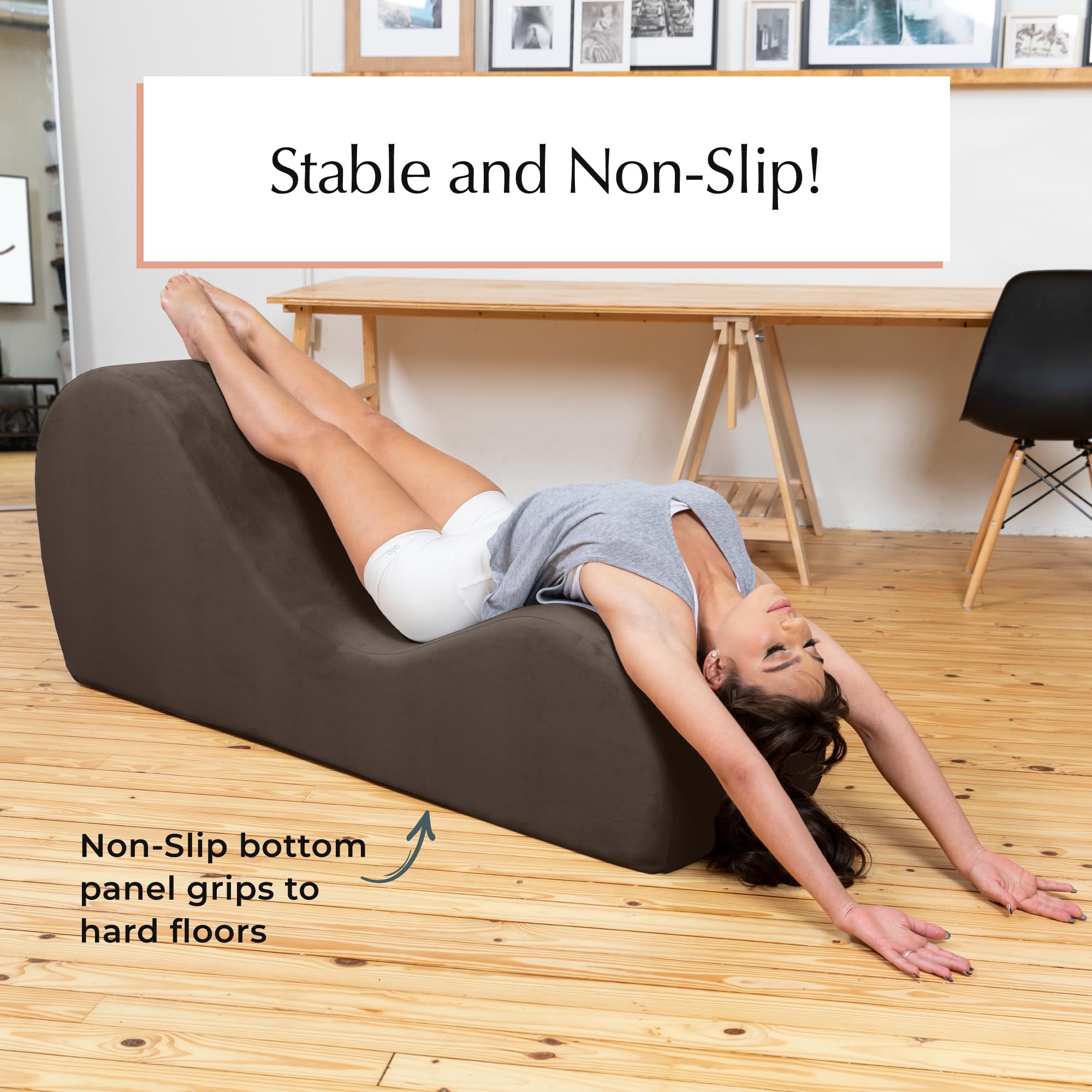 Avana Sleek Chaise Lounge for Yoga, Stretching, Relaxation-Made in The USA, 60D x 18W x 26H Inch, Ink Blue