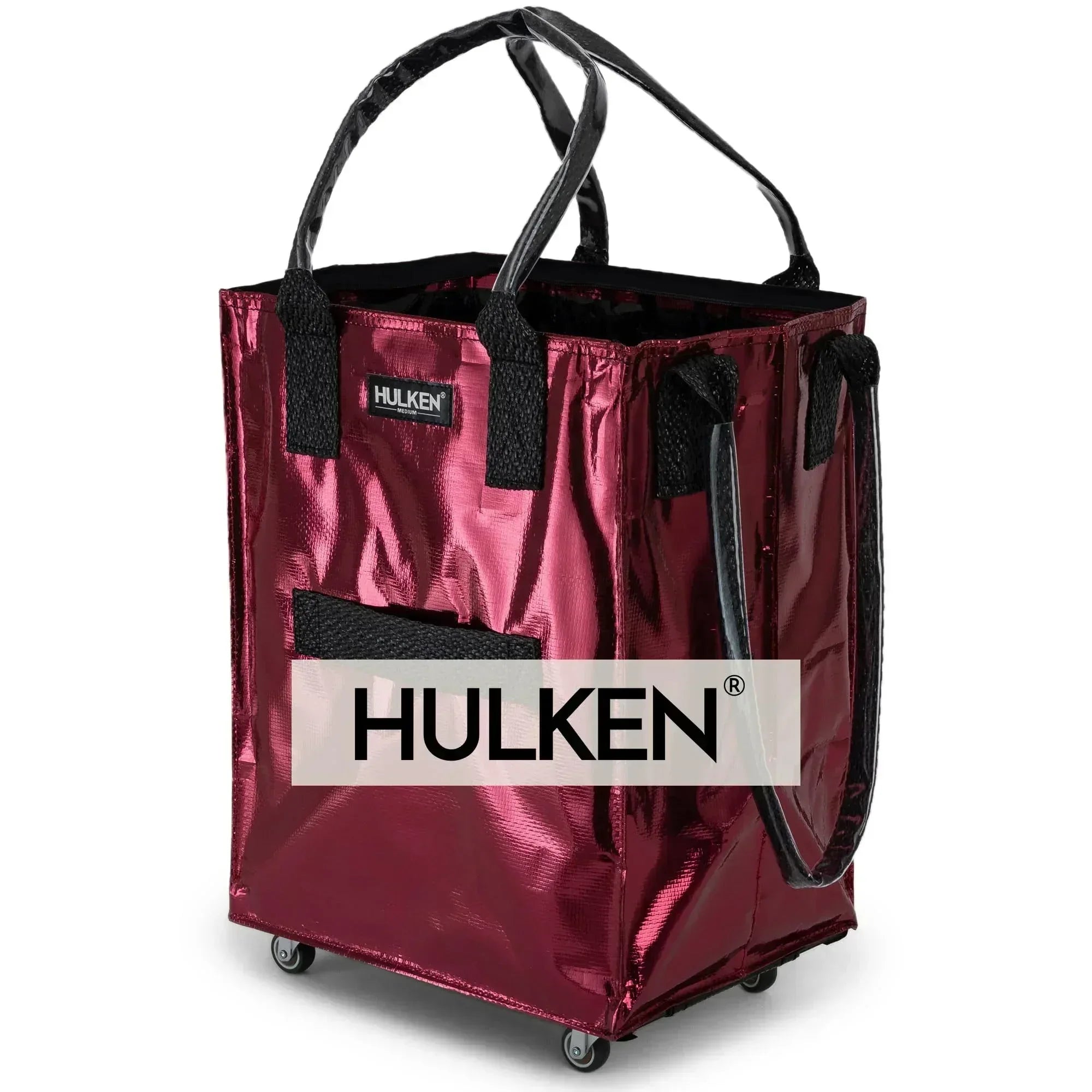 (Medium, Rose Gold) Reusable Grocery Bag On Wheels, Shopping Trolley, Rolling Tote, Zipper Closure, Lightweight, Carries Up to 66 lb, Folds Flat, Unbreakable Handles - Unique Gift Market