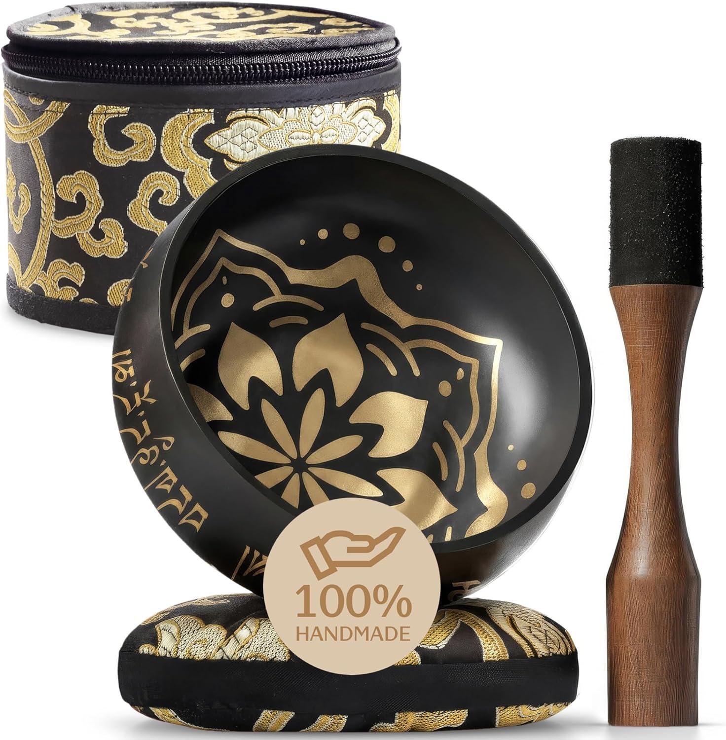 Silent Mind Tibetan Singing Bowl Set – Easy to Play & Beginner Friendly Meditation Bowl with Cushion & Mallet | Stress Relief and Mindfulness | Gift-Ready - Unique Gift Market