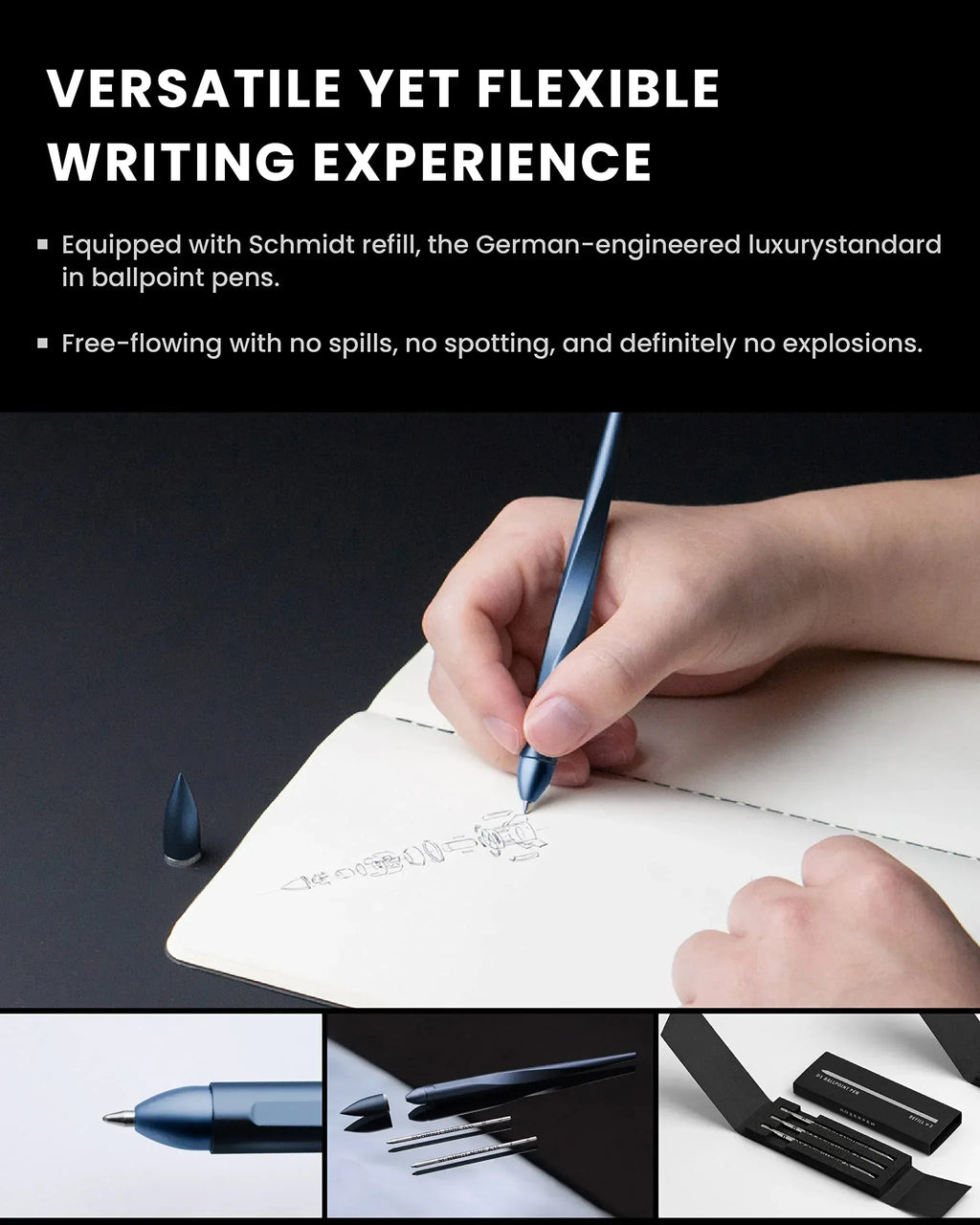 novium Hoverpen Interstellar, Mars Magma, Ballpoint Pen, Unisex, 23.5 Degree Angle, Schmidt Ballpoint Cartridges, Smooth Writing, No Spills, No Spotting, No Explosions - Unique Gift Market
