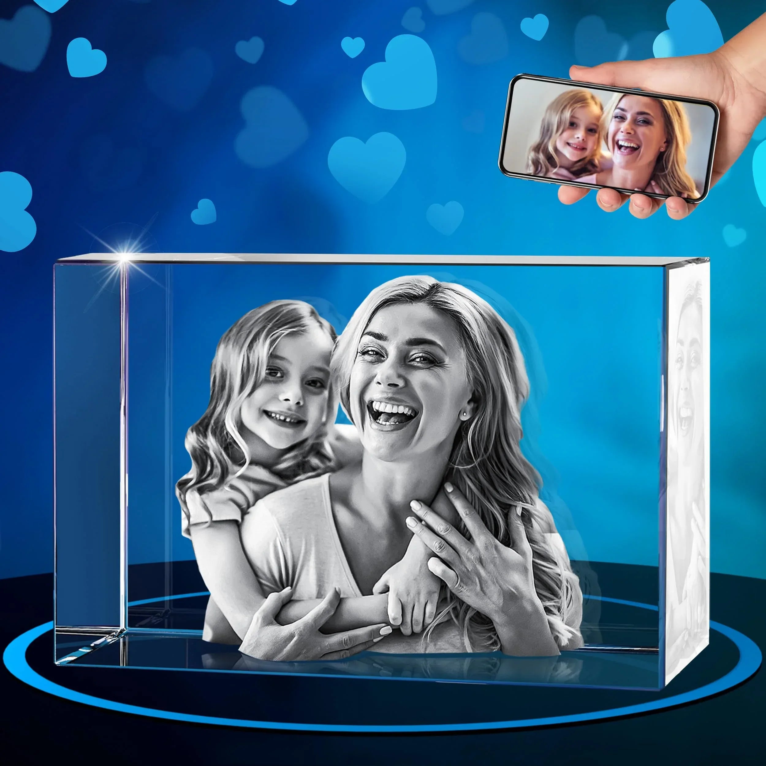 ArtPix 3D Crystal Photo, Valentines Day Personalized Gifts for Women, Wife, Men, Her, Him, Great V-Day Custom Gift With Your Own Photo, Customized Glass 3D Laser Etched Picture Wedding - Unique Gift Market