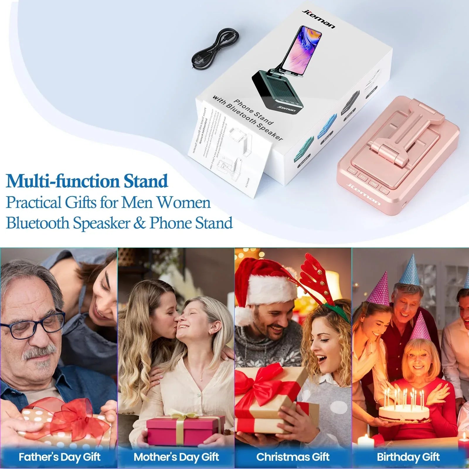 Cell Phone Stand with Wireless Bluetooth Speaker and Anti-Slip Base HD Surround Sound Perfect for Home and Outdoors with Bluetooth Speaker for Desk Compatible with iPhone/ipad/Samsung Galaxy - Unique Gift Market
