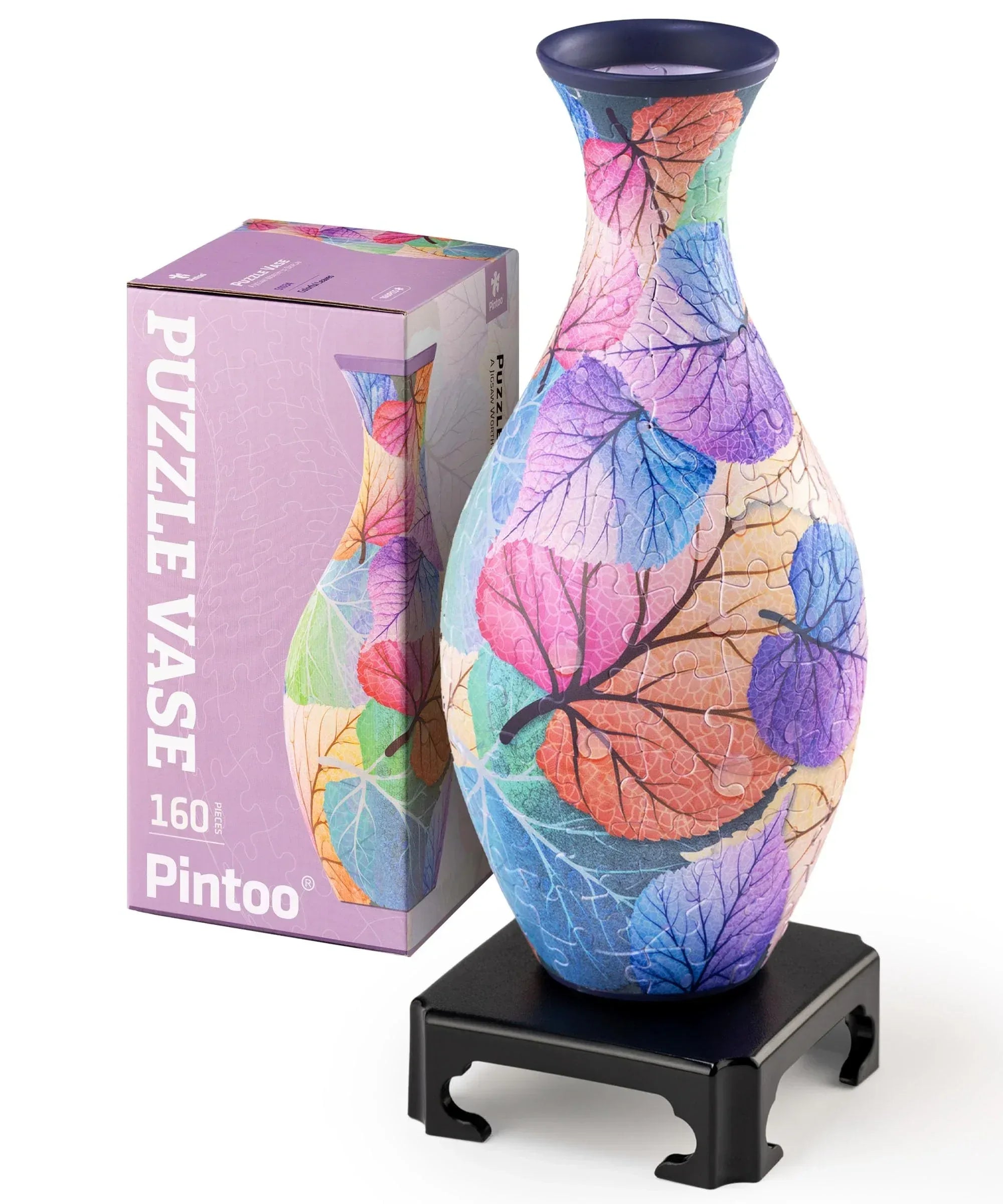 Pintoo 3D Puzzle Vase Unique Flower Vase Made by 160 Curved Plastic Puzzle Pieces House Warming Gift for Flower Arrangements and Home Decoration - [S1034] (Classic, Colorful Leaves) - Unique Gift Market