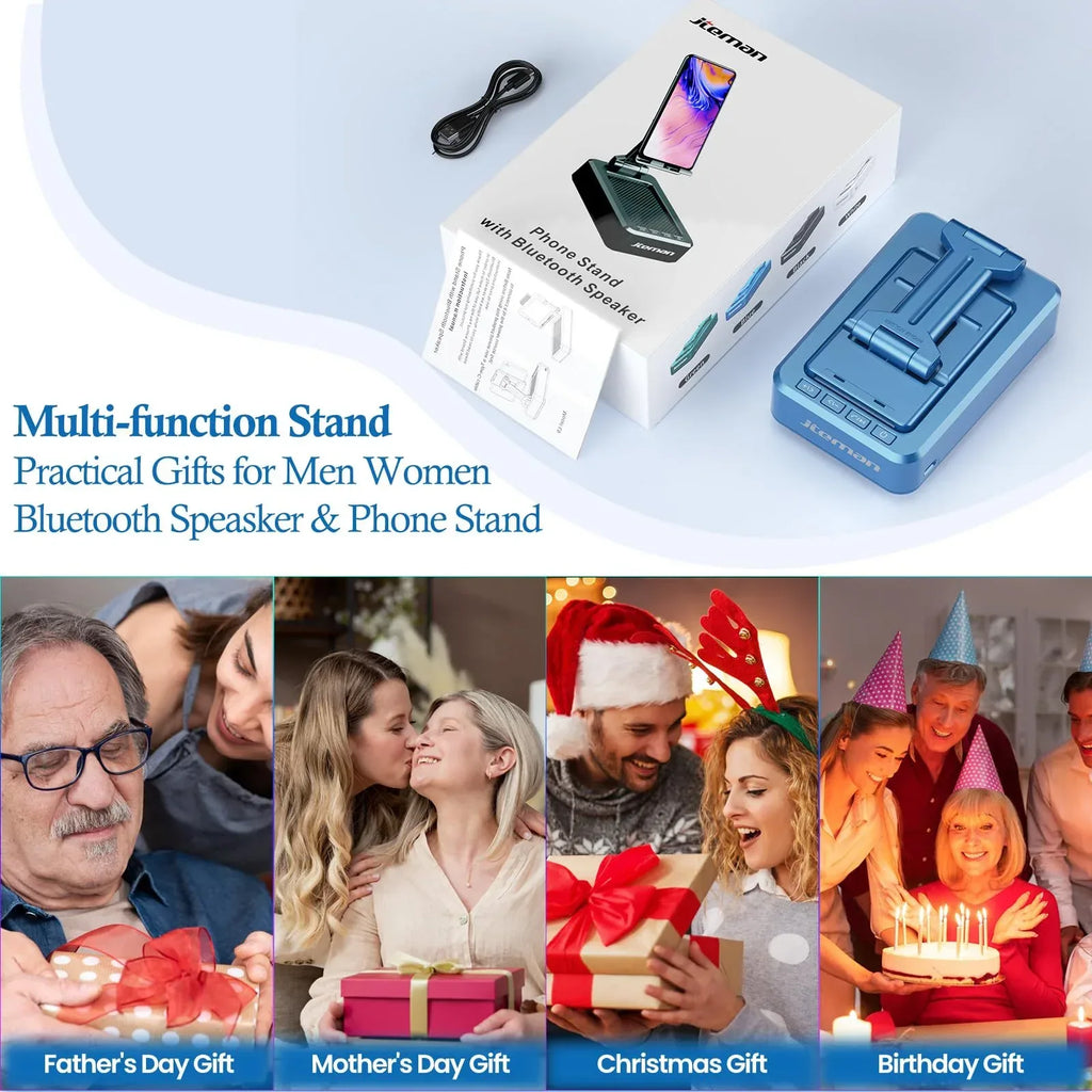 Cell Phone Stand with Wireless Bluetooth Speaker and Anti-Slip Base HD Surround Sound Perfect for Home and Outdoors with Bluetooth Speaker for Desk Compatible with iPhone/ipad/Samsung Galaxy - Unique Gift Market