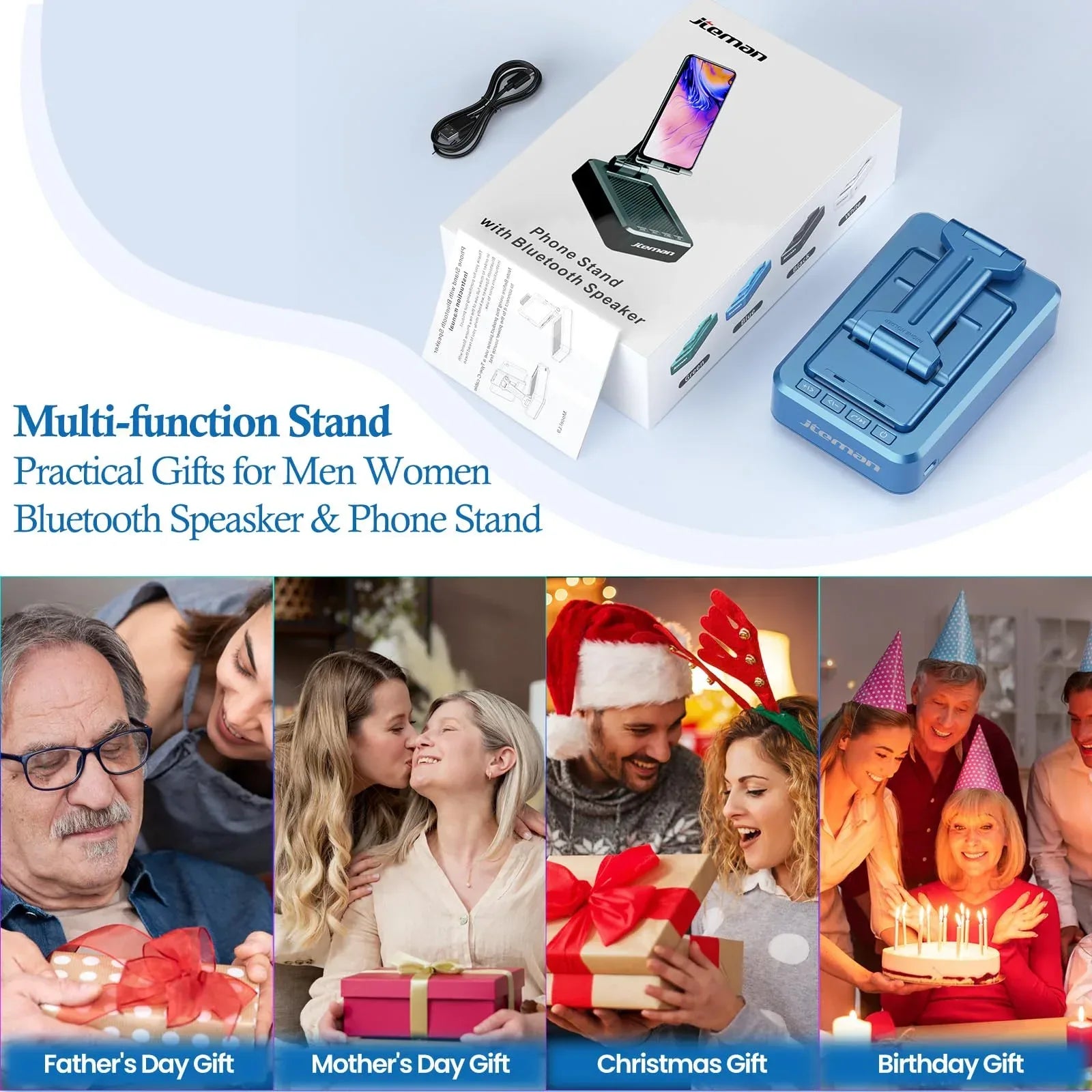 Cell Phone Stand with Wireless Bluetooth Speaker and Anti-Slip Base HD Surround Sound Perfect for Home and Outdoors with Bluetooth Speaker for Desk Compatible with iPhone/ipad/Samsung Galaxy - Unique Gift Market